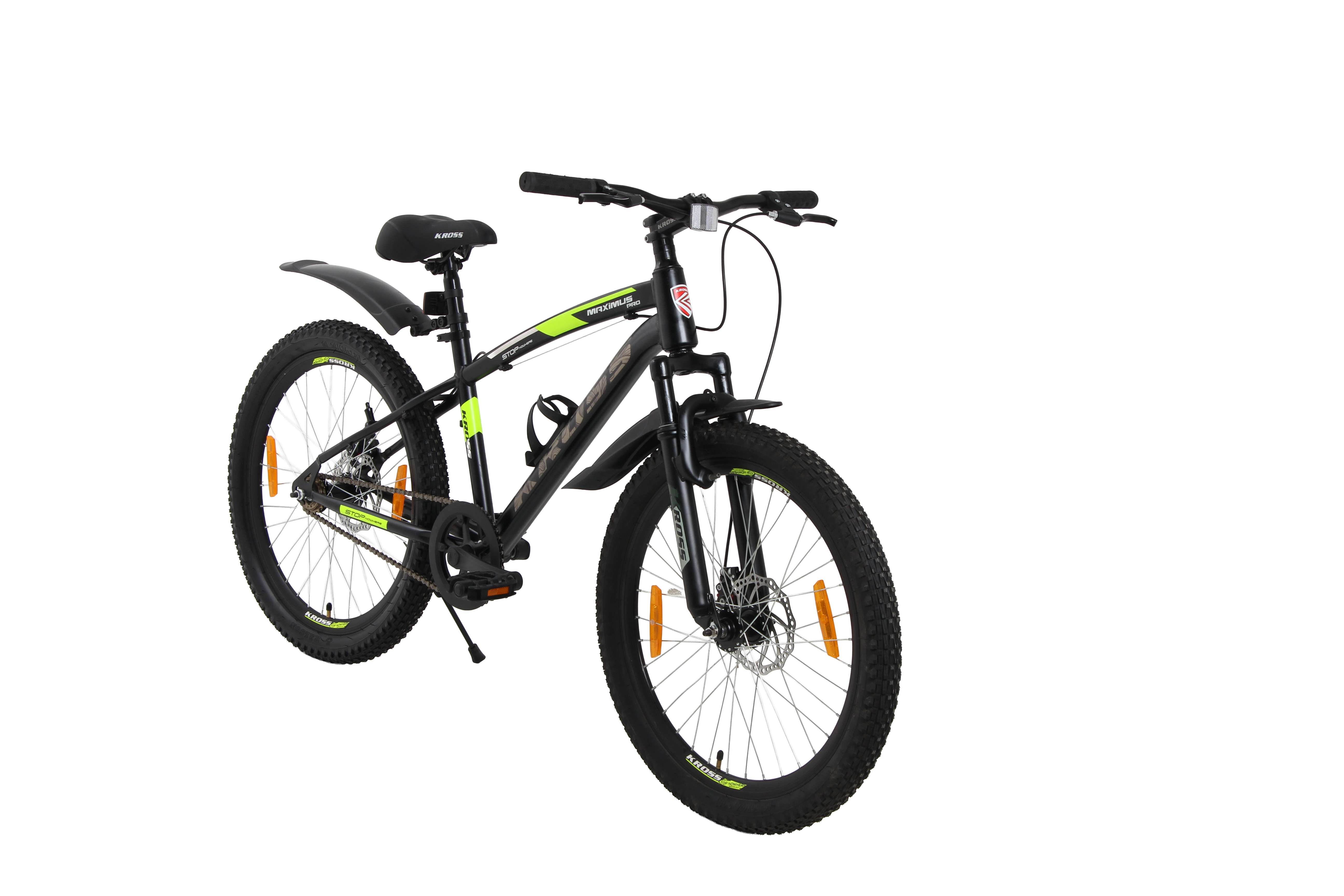 Maximus Pro Kross 24T Black/Yellow – Single-Speed Disc MTB with Suspension & Steel Frame