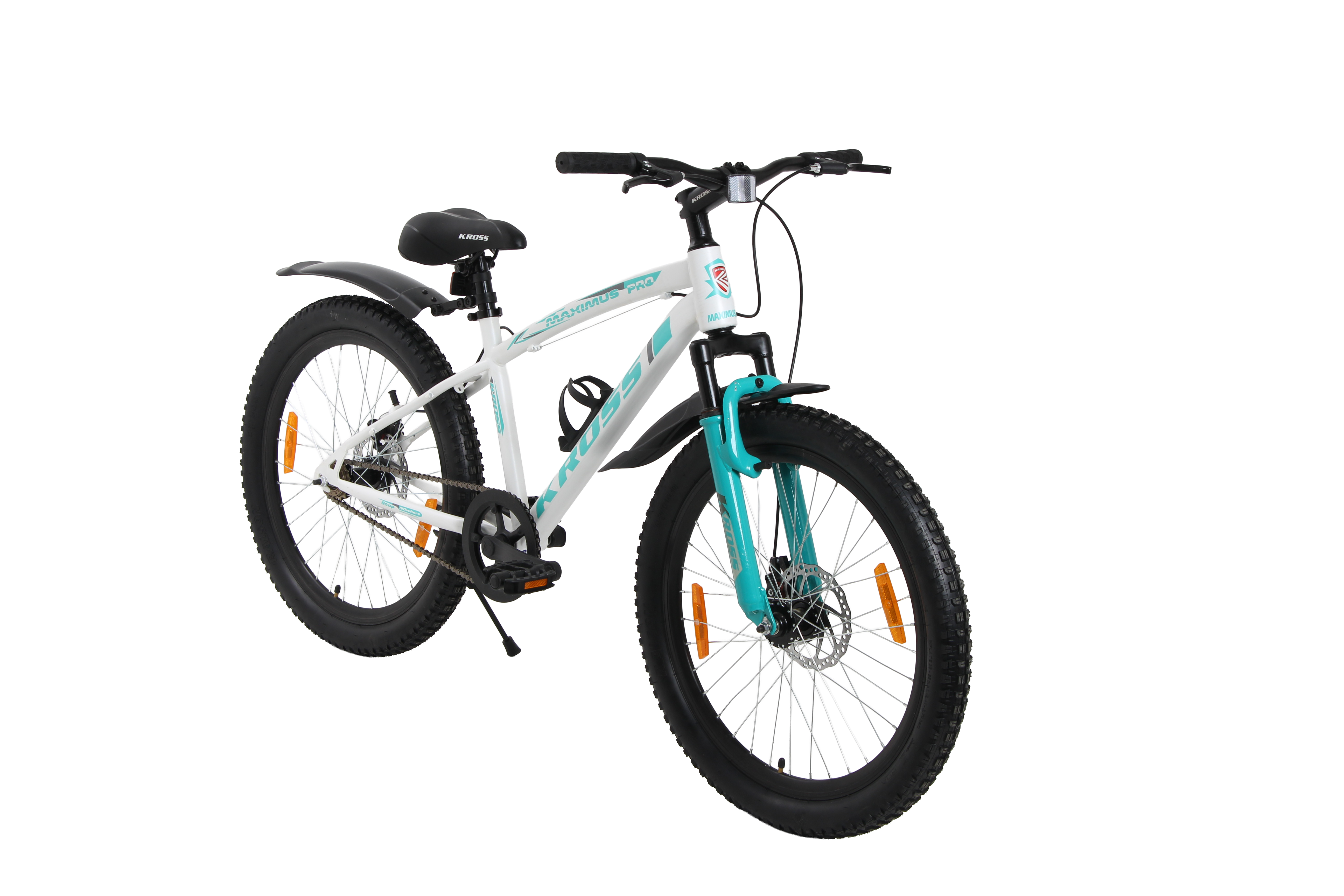 Maximus Pro Kross 24T Mountain Bike – Matte White, Single Speed / Double Disc, 24-Inch Wheels
