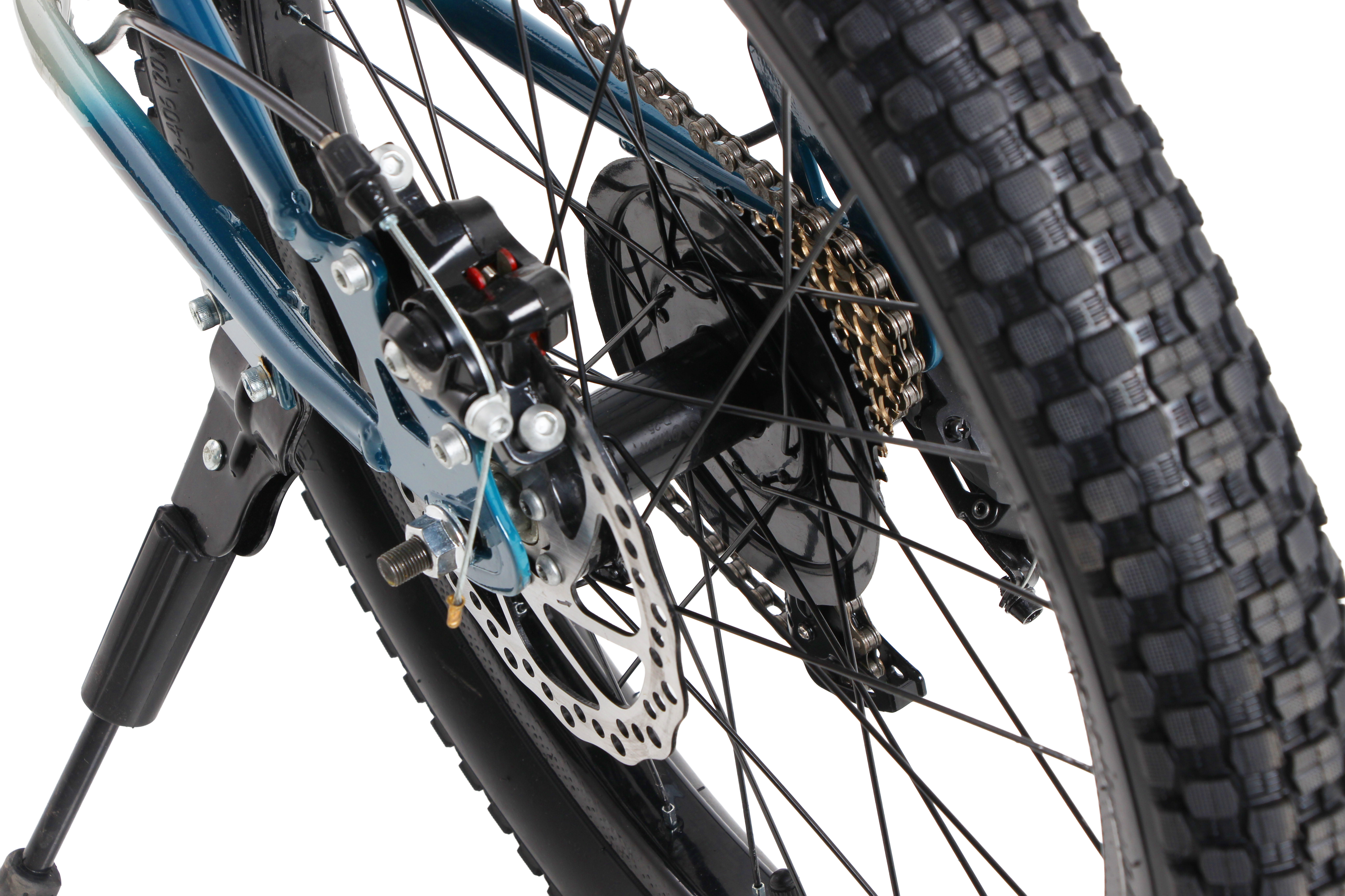 Kross Tronin 20T 7-Speed Kids MTB Cycle – Dual Disc Brakes, Suspension Fork, 20×2.40 Tyres (Grey/Blue)