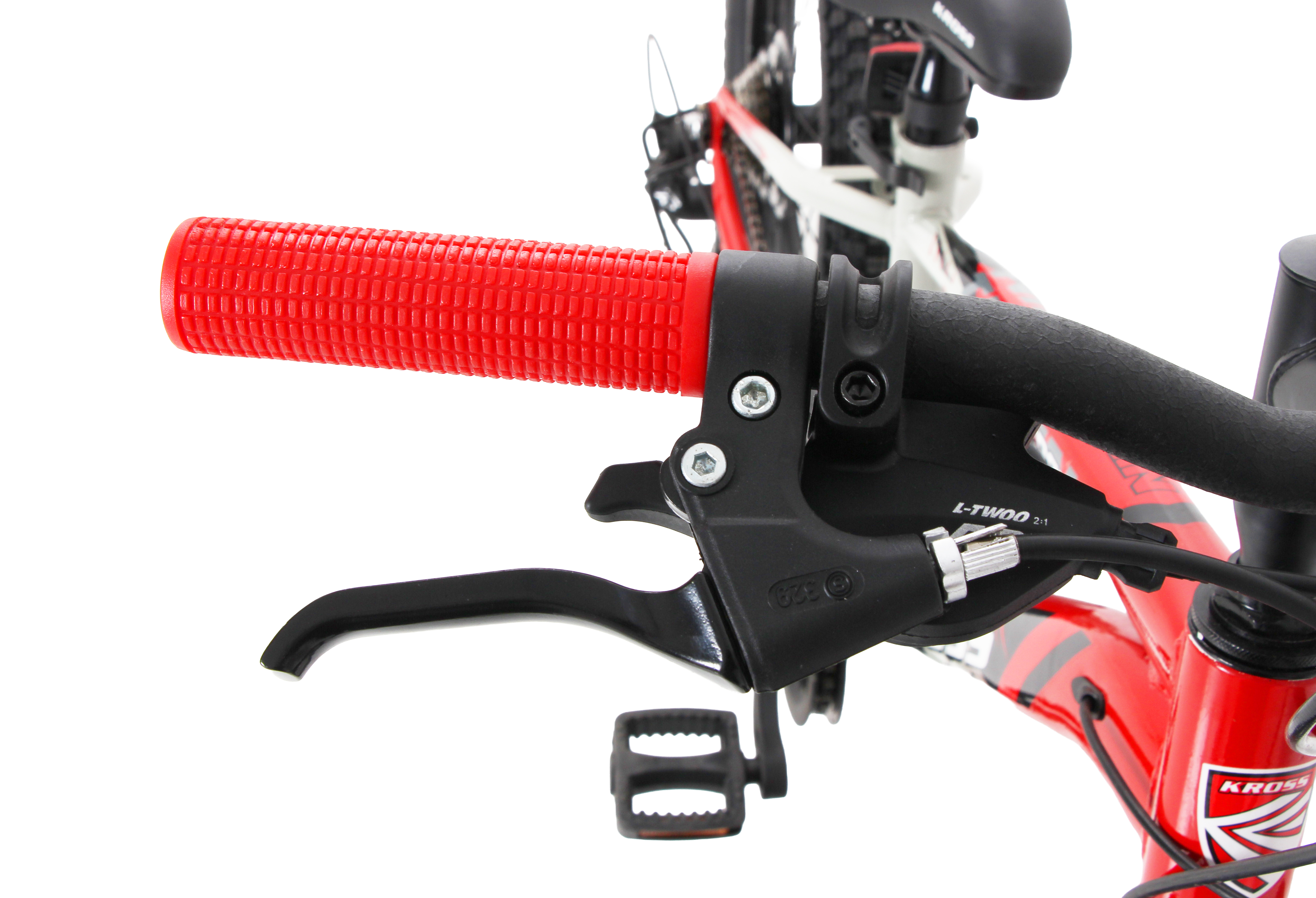 Kross Tronin 20T 7-Speed Kids MTB Cycle – Dual Disc Brakes, Suspension Fork, 20×2.40 Tyres (Grey/Red)