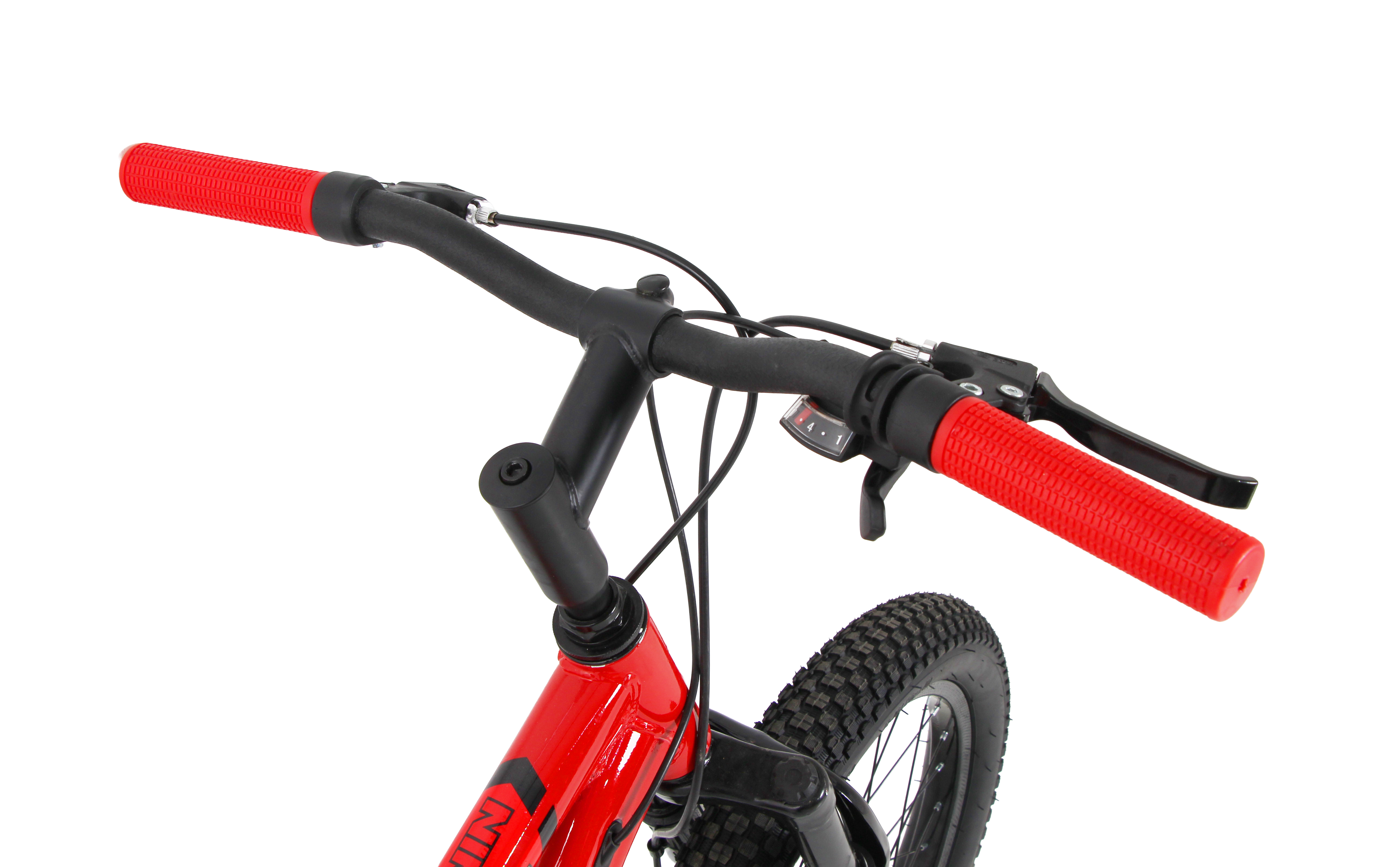 Kross Tronin 20T 7-Speed Kids MTB Cycle – Dual Disc Brakes, Suspension Fork, 20×2.40 Tyres (Grey/Red)