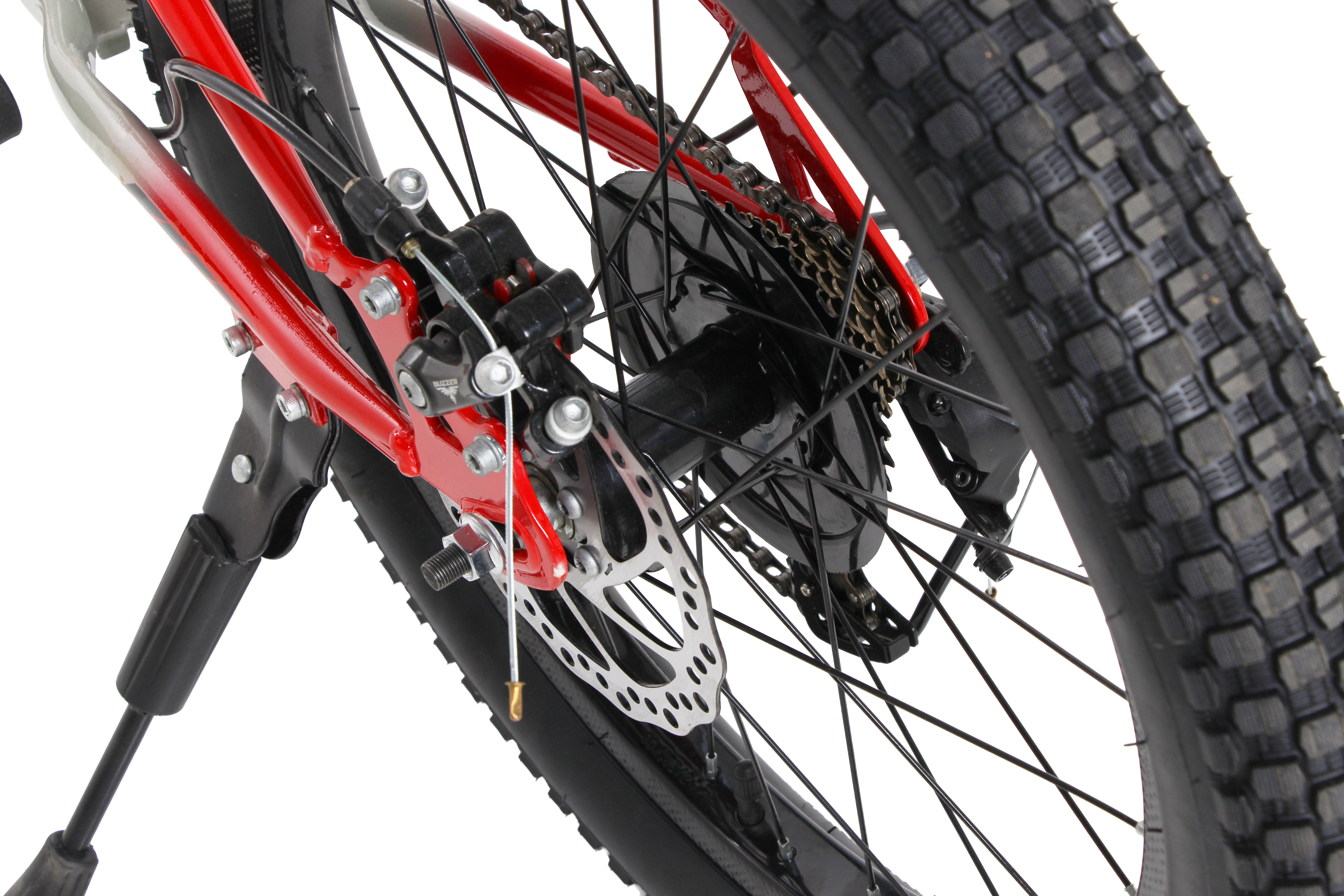 Kross Tronin 20T 7-Speed Kids MTB Cycle – Dual Disc Brakes, Suspension Fork, 20×2.40 Tyres (Grey/Red)