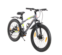 KROSS Maximus Pro 24T 21-Speed MTB with Suspension Fork, Dual Disc Brakes, Alloy Stem, Wide Tyres & Double-Wall Rims (Grey)