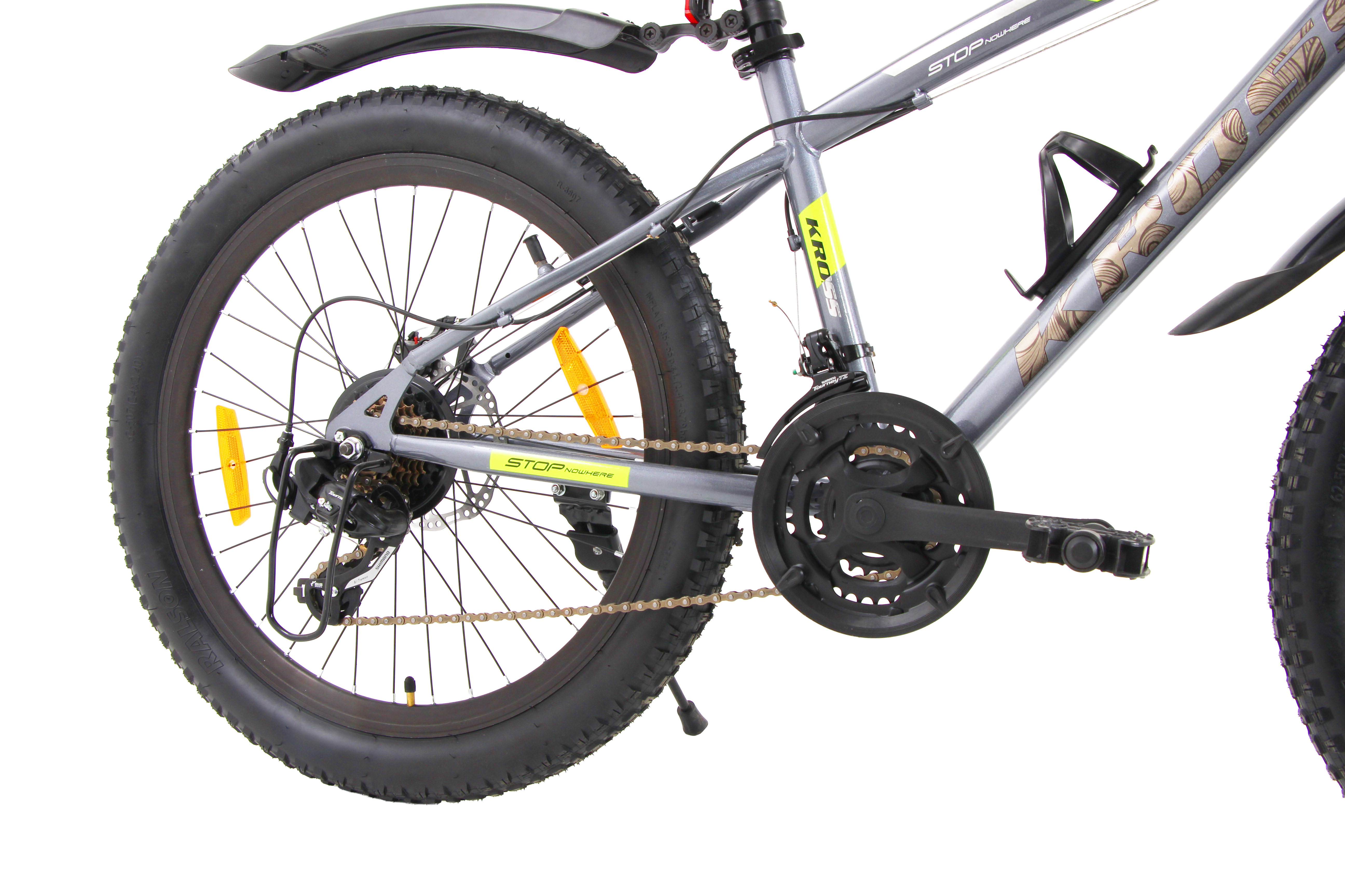 KROSS Maximus Pro 24T 21-Speed MTB with Suspension Fork, Dual Disc Brakes, Alloy Stem, Wide Tyres & Double-Wall Rims (Grey)