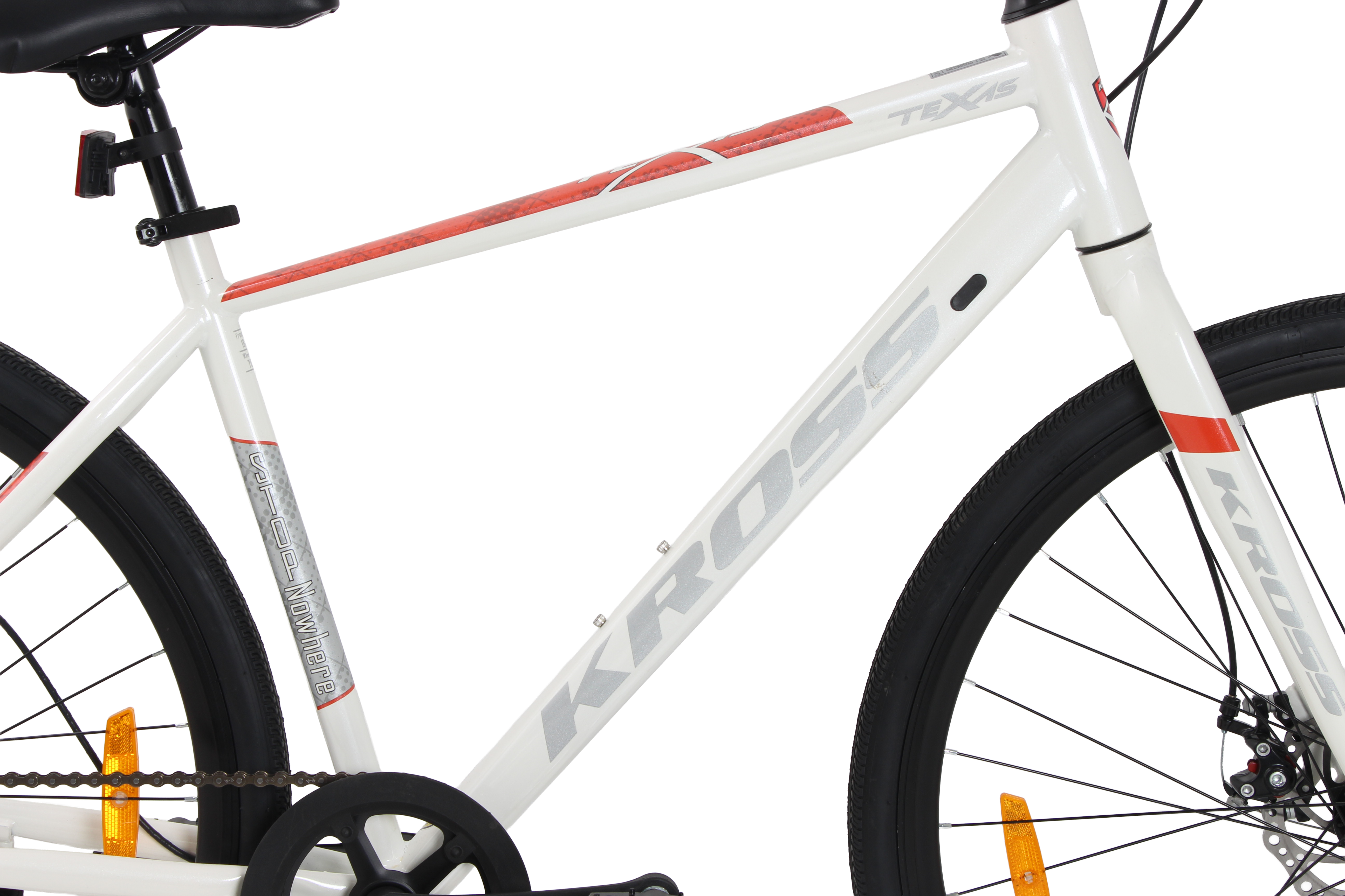 TEXAS KROSS 700C Hybrid Bicycle – 18" Steel Frame, 28" Wheels, Dual Disc Brakes - White