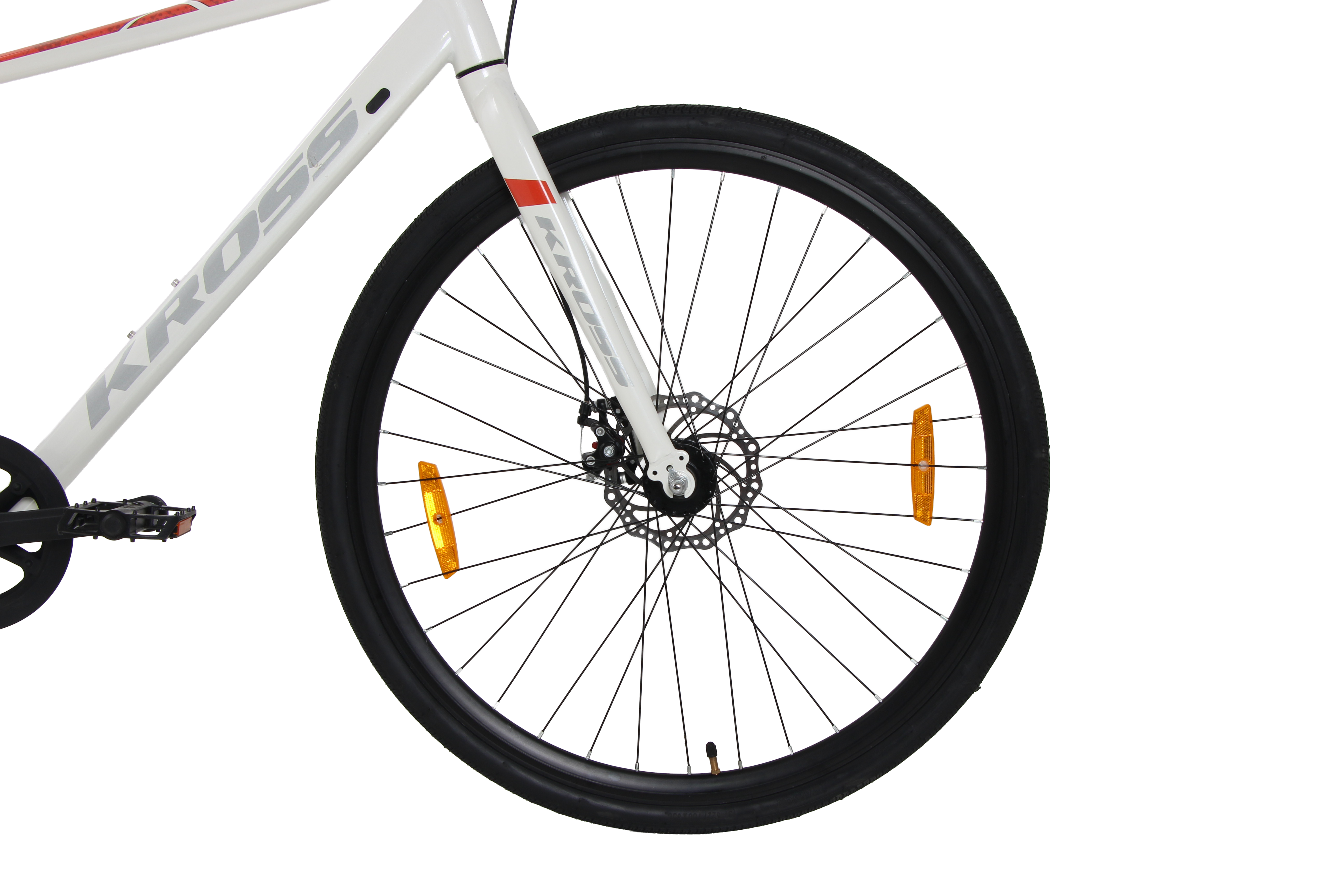 TEXAS KROSS 700C Hybrid Bicycle – 18" Steel Frame, 28" Wheels, Dual Disc Brakes - White