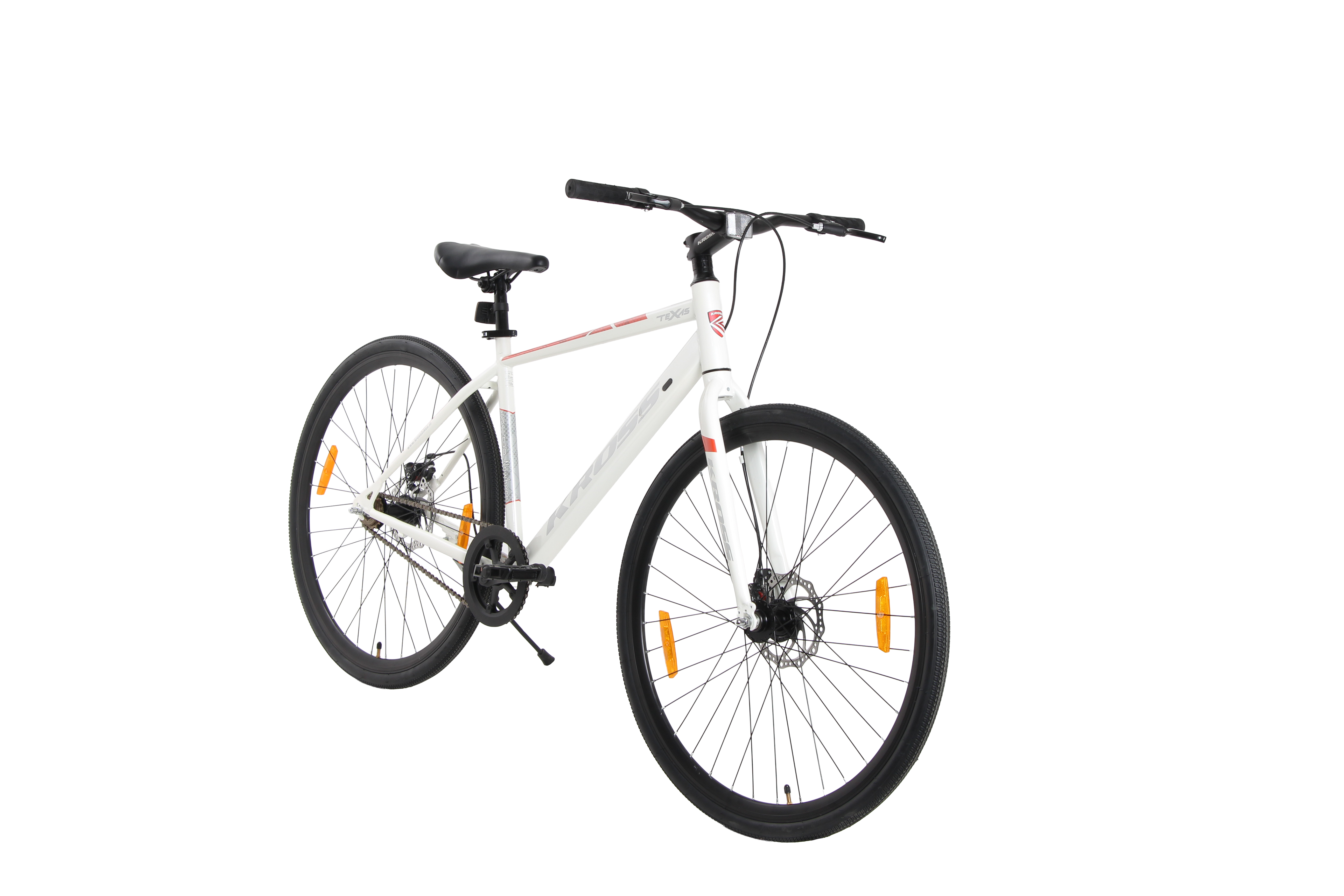 TEXAS KROSS 700C Hybrid Bicycle – 18" Steel Frame, 28" Wheels, Dual Disc Brakes - White