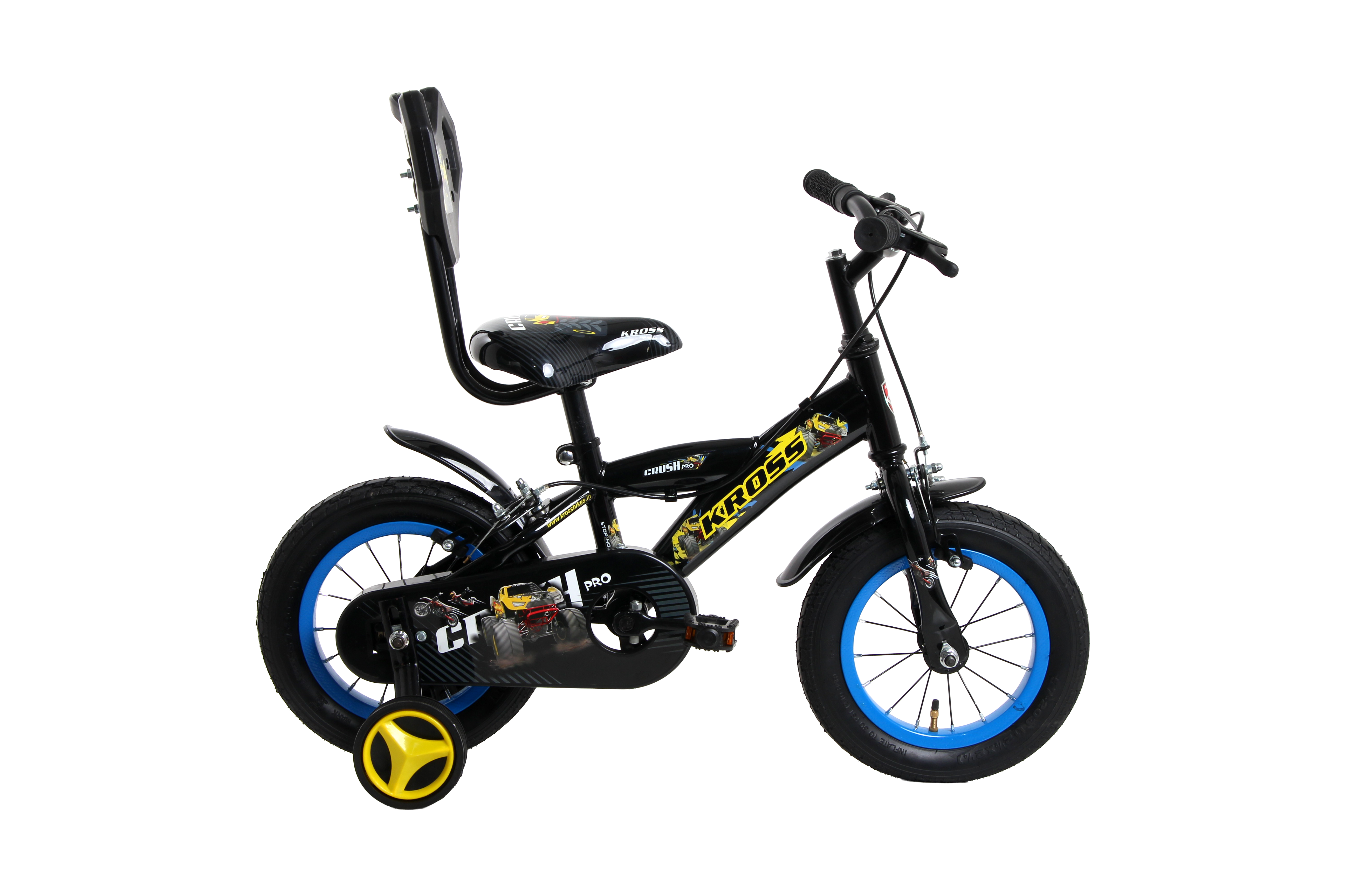 KROSS Crush Pro 12T Kids Bicycle for Age 3–5 Years | Height 85–105 cm | Single Speed | Glossy Black
