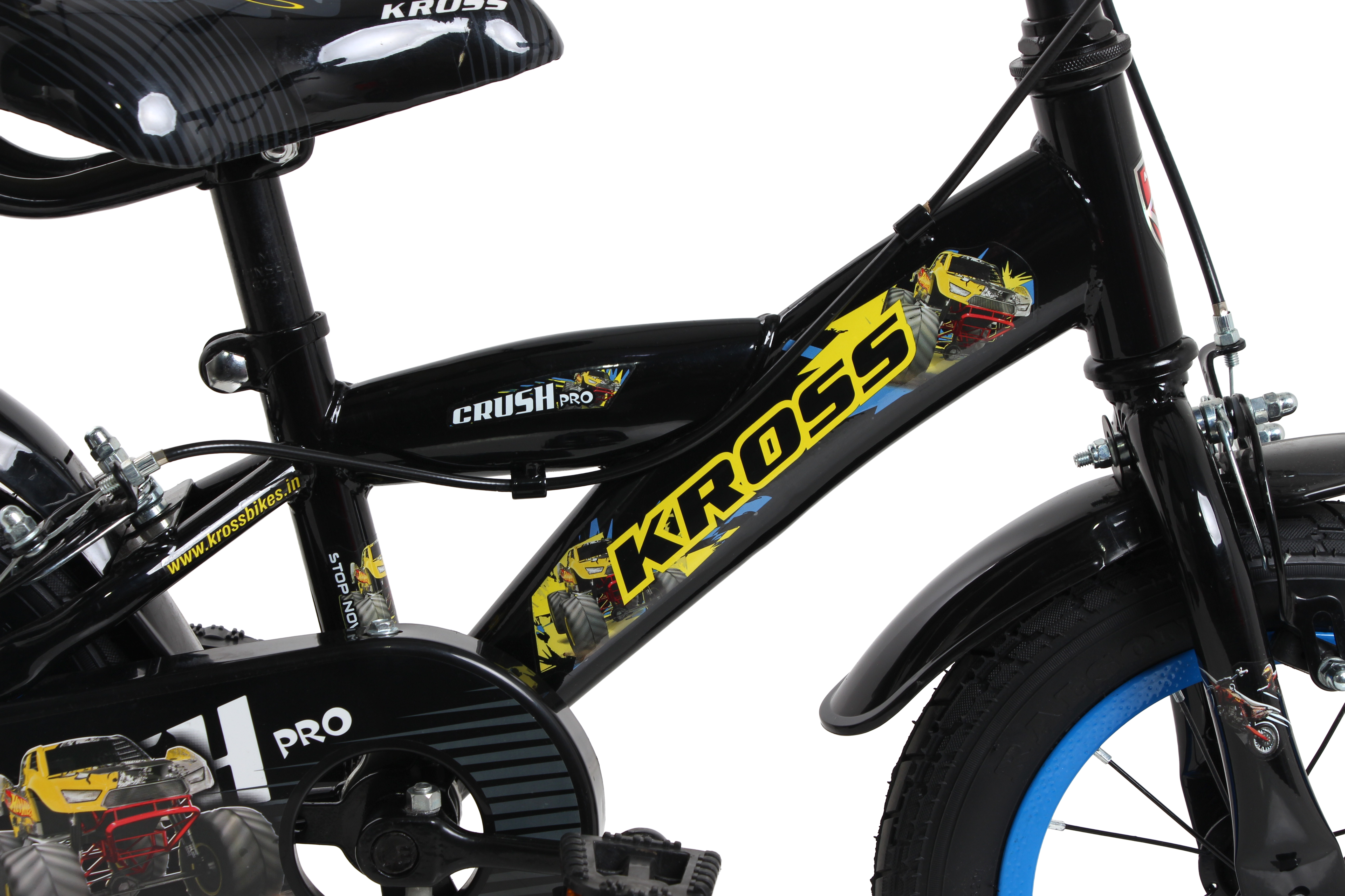 KROSS Crush Pro 12T Kids Bicycle for Age 3–5 Years | Height 85–105 cm | Single Speed | Glossy Black