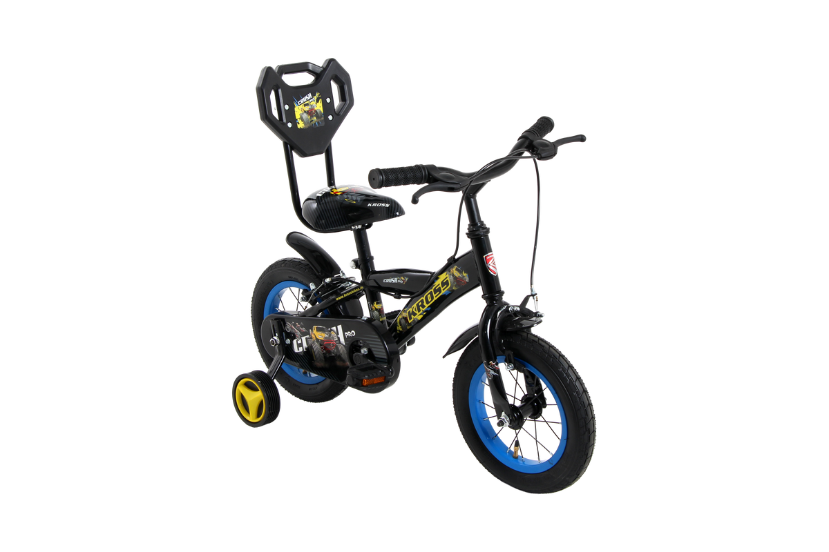 KROSS Crush Pro 12T Kids Bicycle for Age 3–5 Years | Height 85–105 cm | Single Speed | Glossy Black