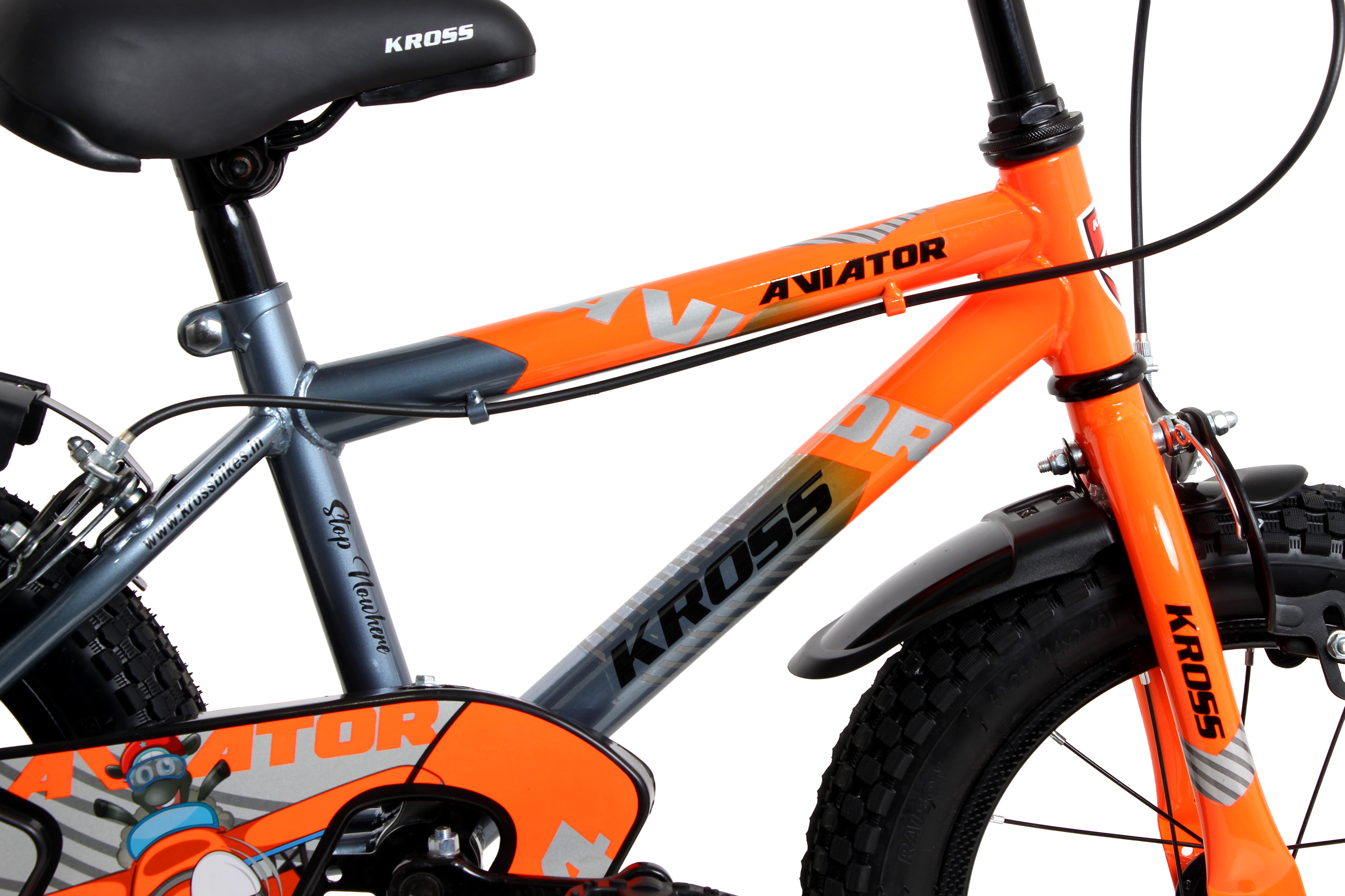 Kross Aviator 14T Kids Bicycle – Grey/Orange with Training Wheels