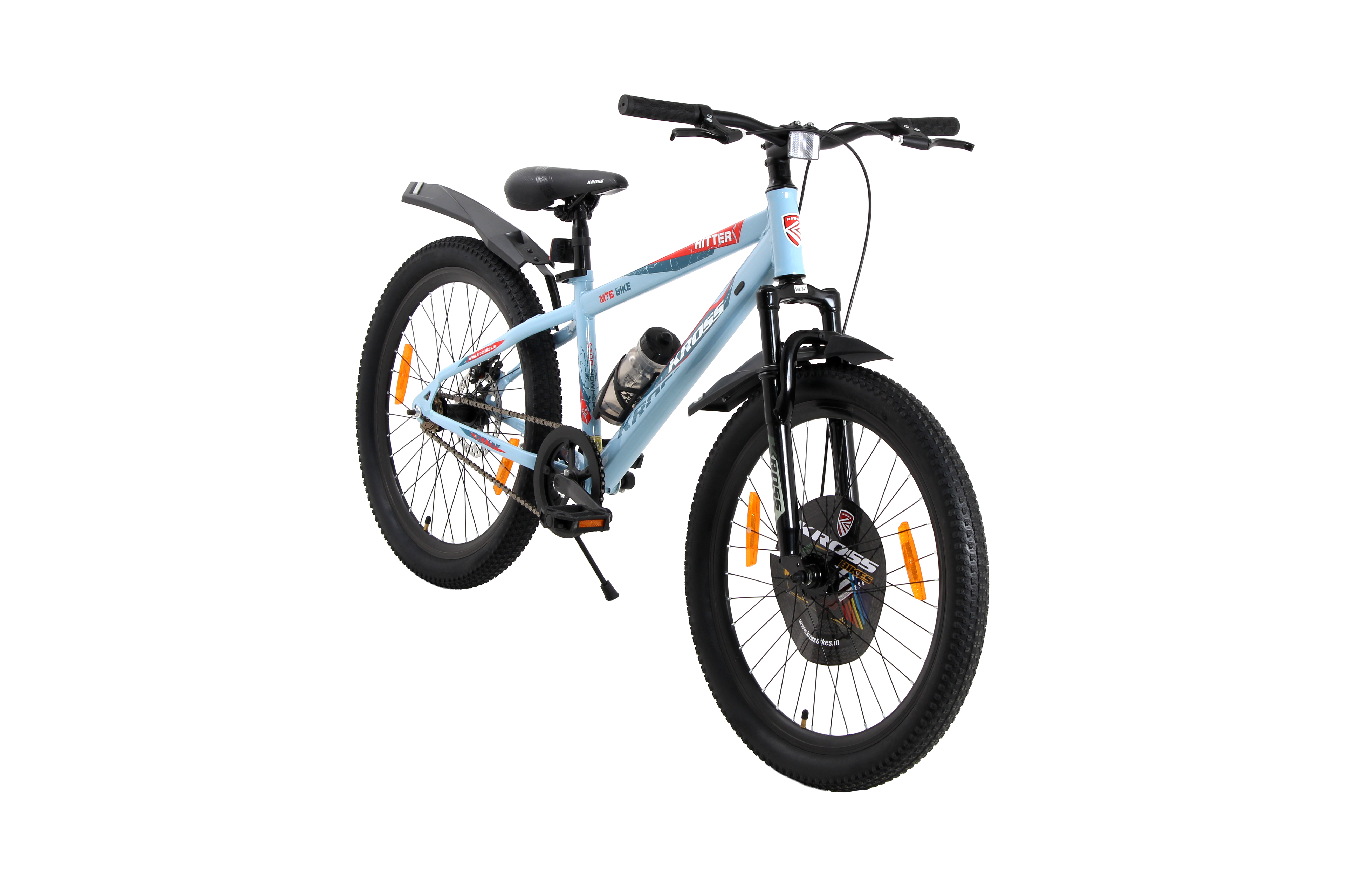 KROSS Hitter 24T Mountain Bicycle for Kids (9–13 Years) with Dual Disc Brakes & Suspension Fork – Blue