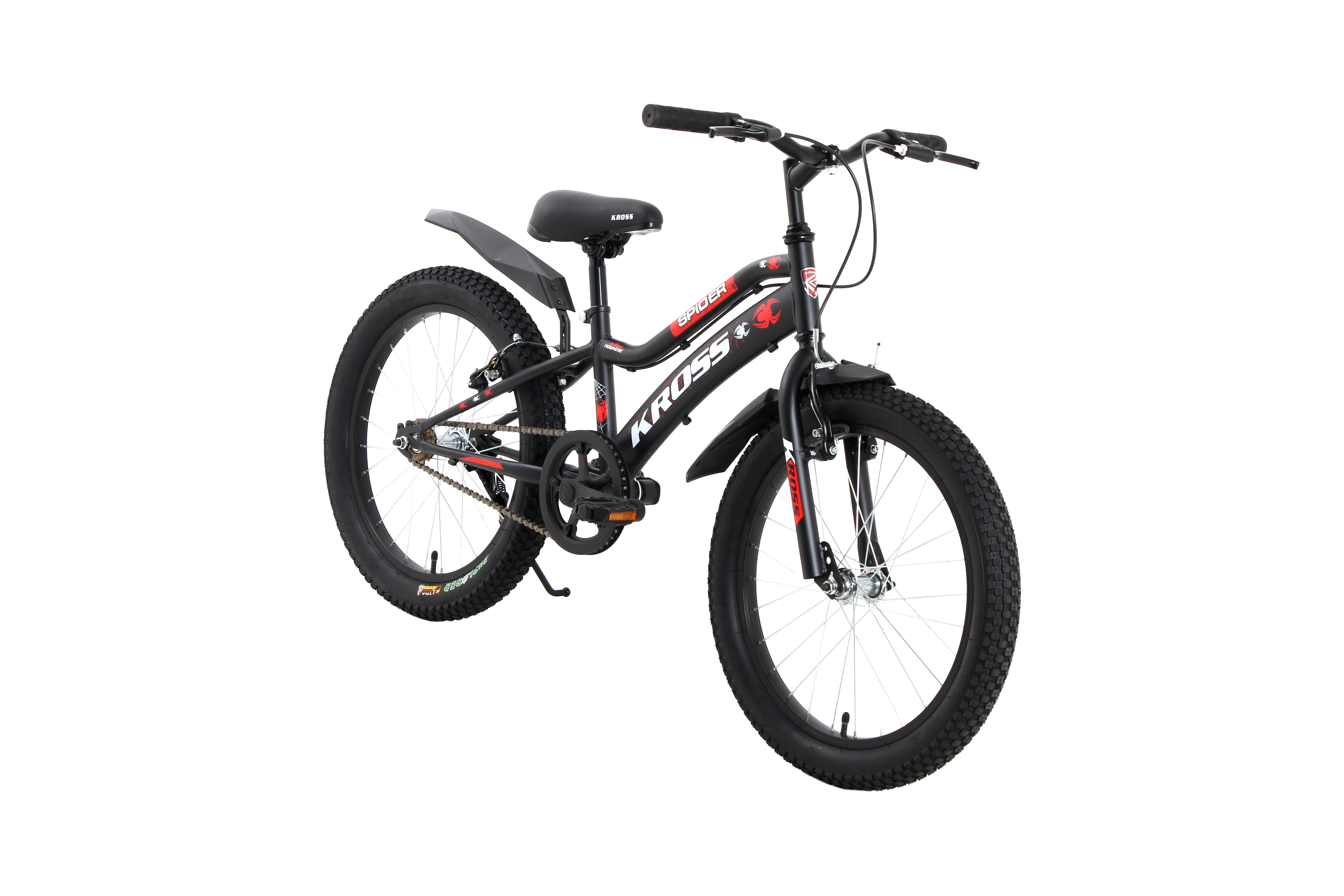 KROSS Spider 20T Single Speed Kids Bicycle for Boys & Girls | Steel Frame | V-Brakes | Matt Black