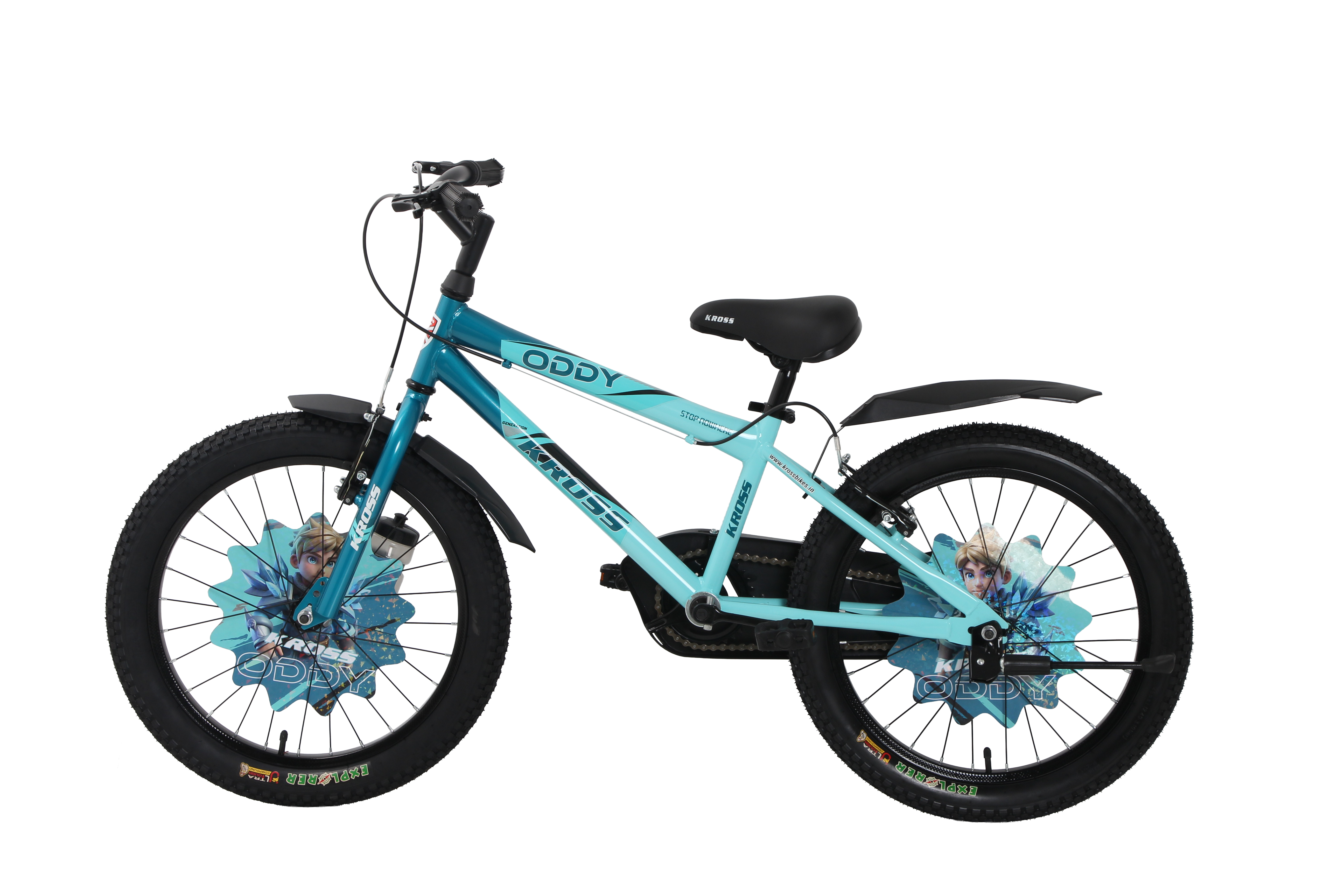 Kross Oddy 20T Kids Bicycle with Training Wheels, V-Brakes, Steel Frame, Aqua Blue-Green