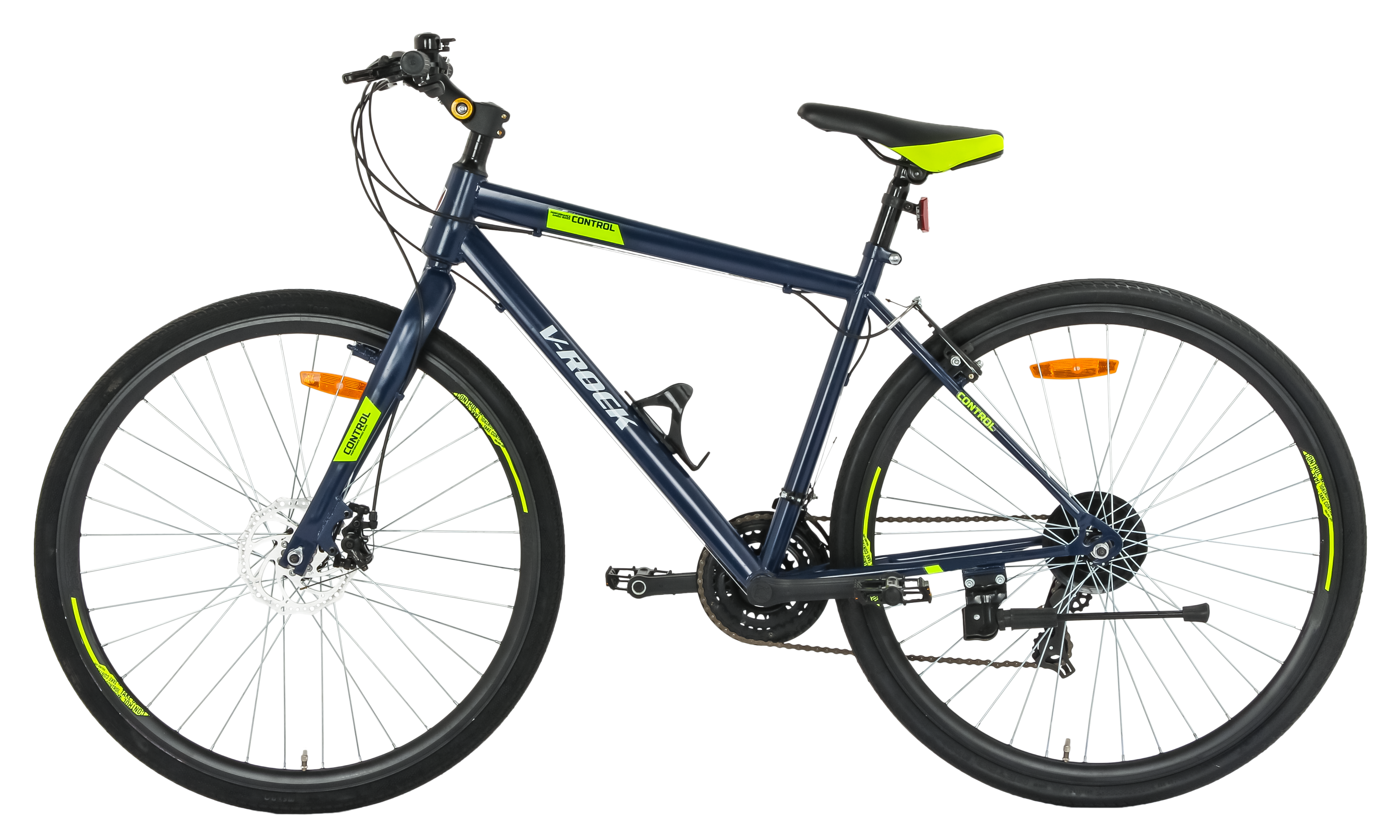 Control 28T Matt Blue Unisex Bike, 21 Speed Shimano, Steel Frame, Front Disc Rear V Brake