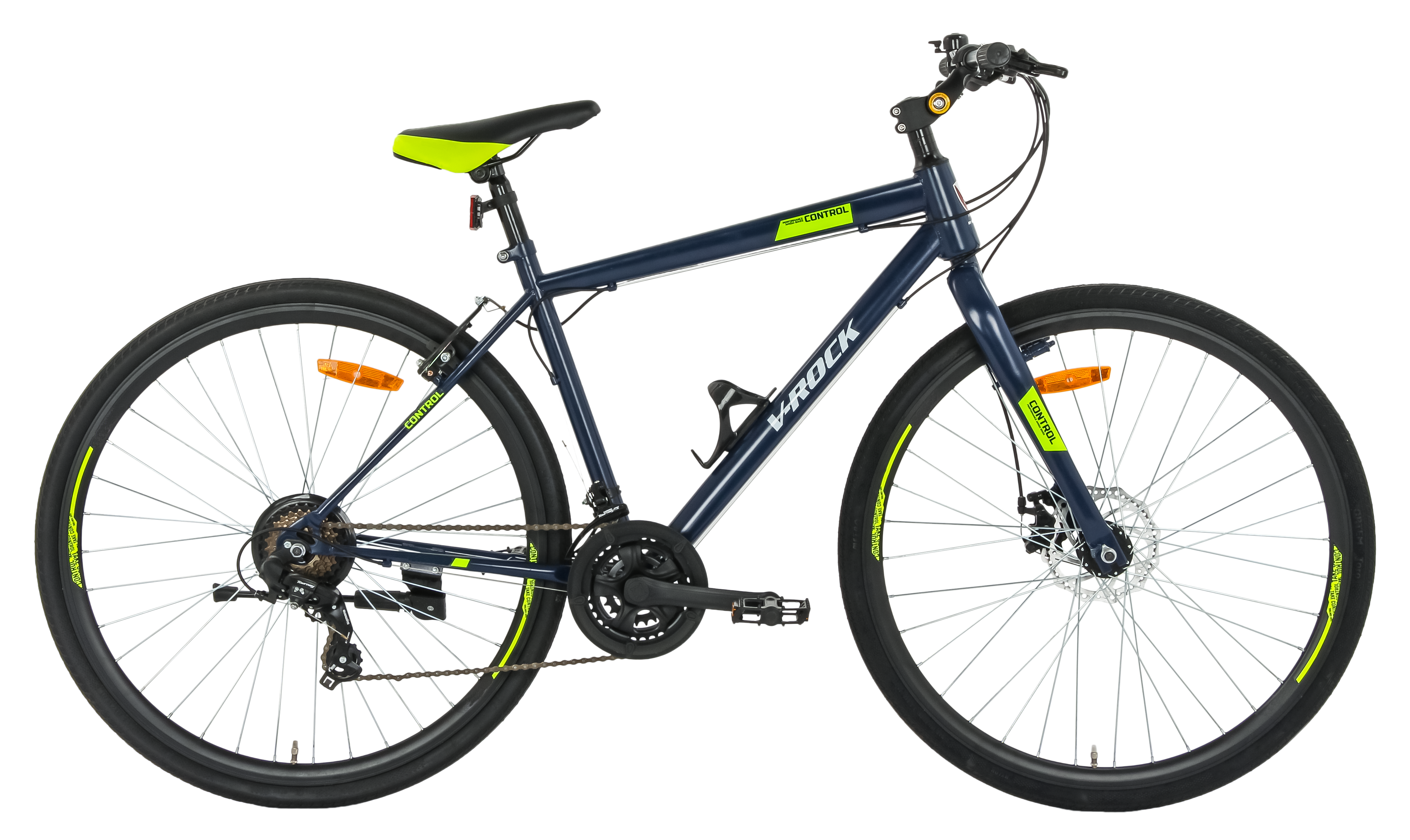 Control 28T Matt Blue Unisex Bike, 21 Speed Shimano, Steel Frame, Front Disc Rear V Brake