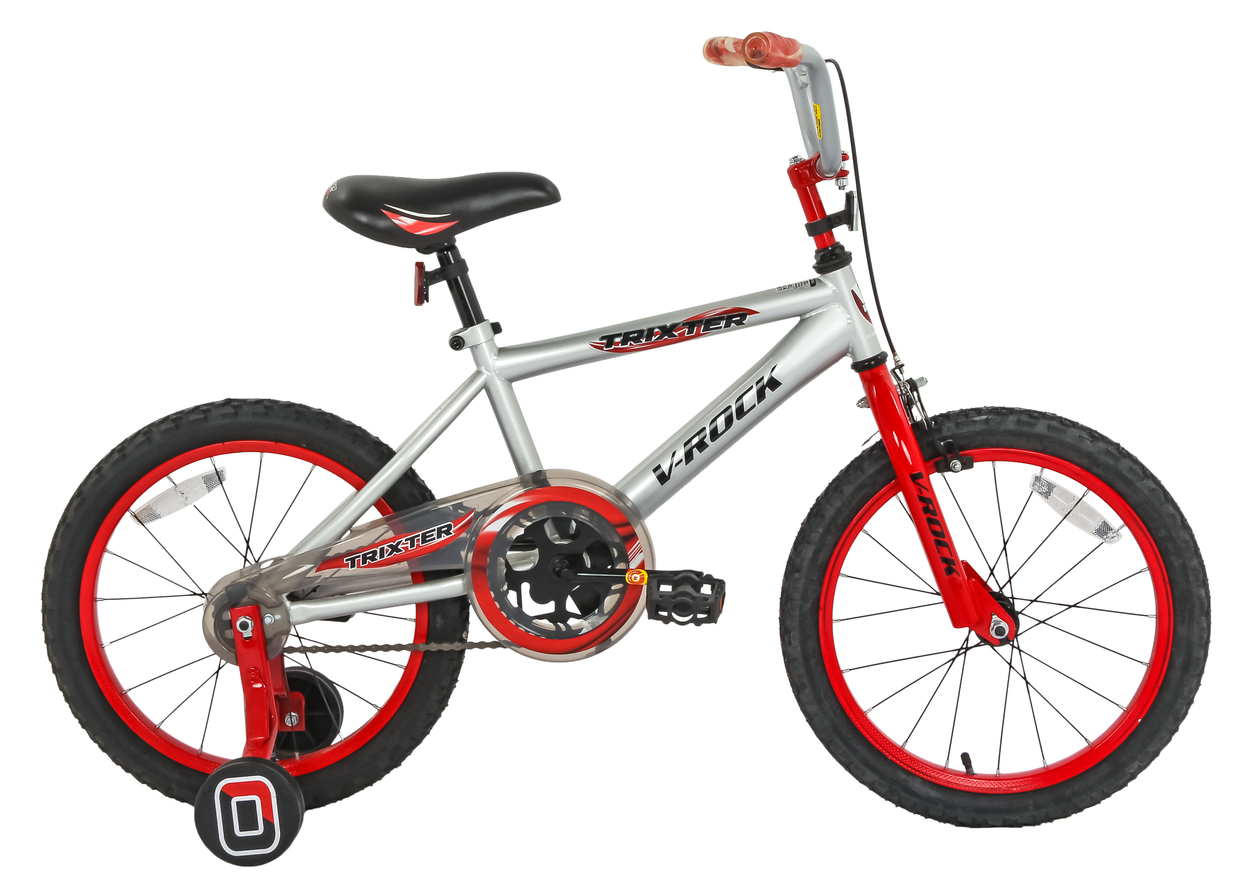 Trixter 18T Silver-Red Kids Bike, Steel Frame, Coaster Hub