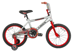 Trixter 18T Silver-Red Kids Bike, Steel Frame, Coaster Hub