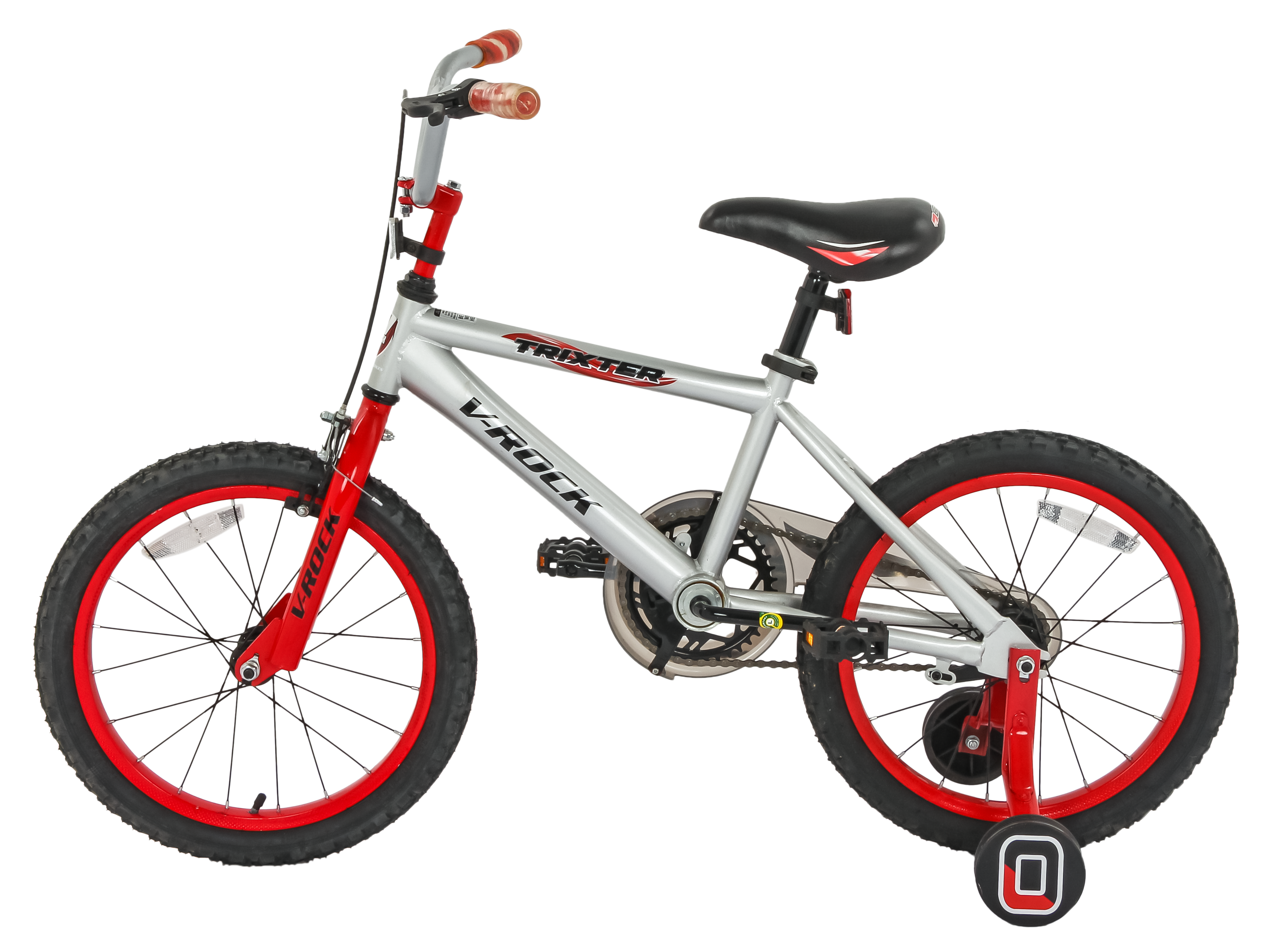 Trixter 18T Silver-Red Kids Bike, Steel Frame, Coaster Hub