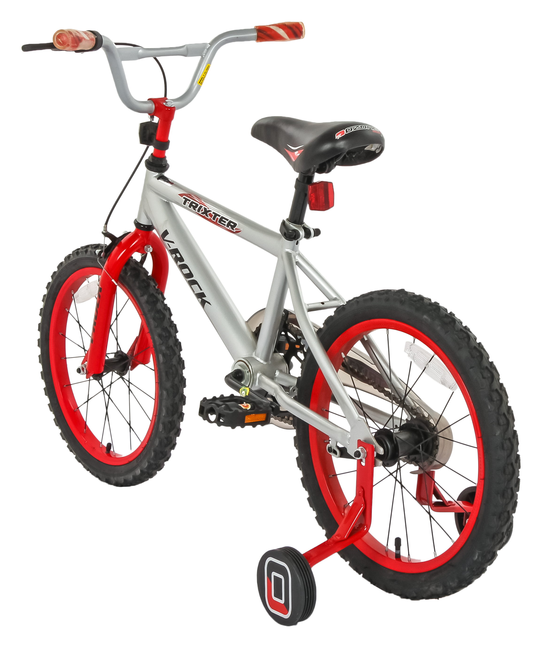 Trixter 18T Silver-Red Kids Bike, Steel Frame, Coaster Hub