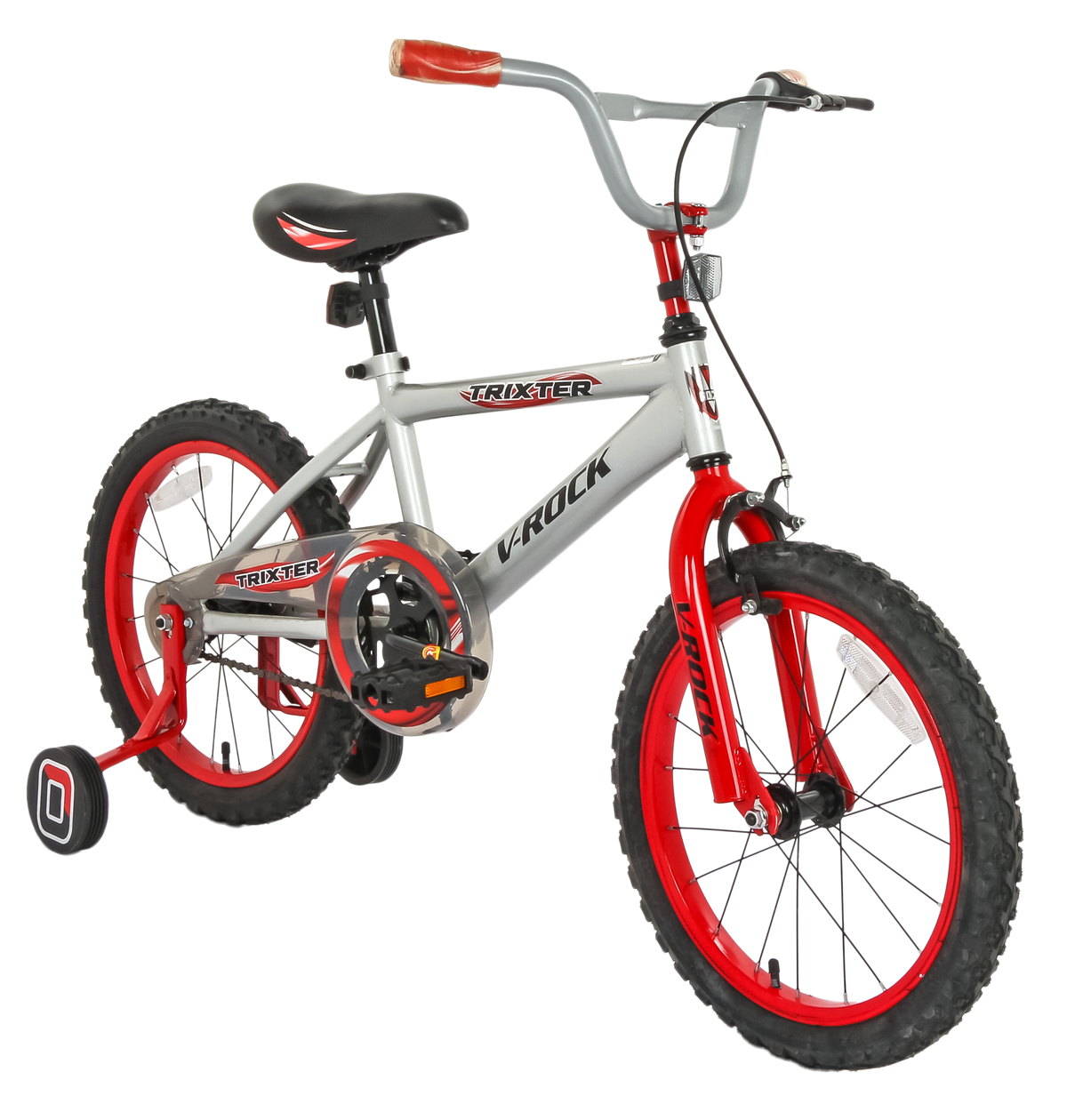 Trixter 18T Silver-Red Kids Bike, Steel Frame, Coaster Hub