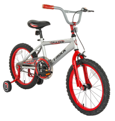 Trixter 18T Silver-Red Kids Bike, Steel Frame, Coaster Hub