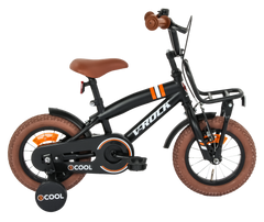 VROCK 2 Cool 12T Kids Bicycle | 12-inch Steel Frame | Rubber Tyres | Front V-Brake & Rear Coaster Brake | Adjustable Seat | Training Wheels | Age 4–7 Years (Black)