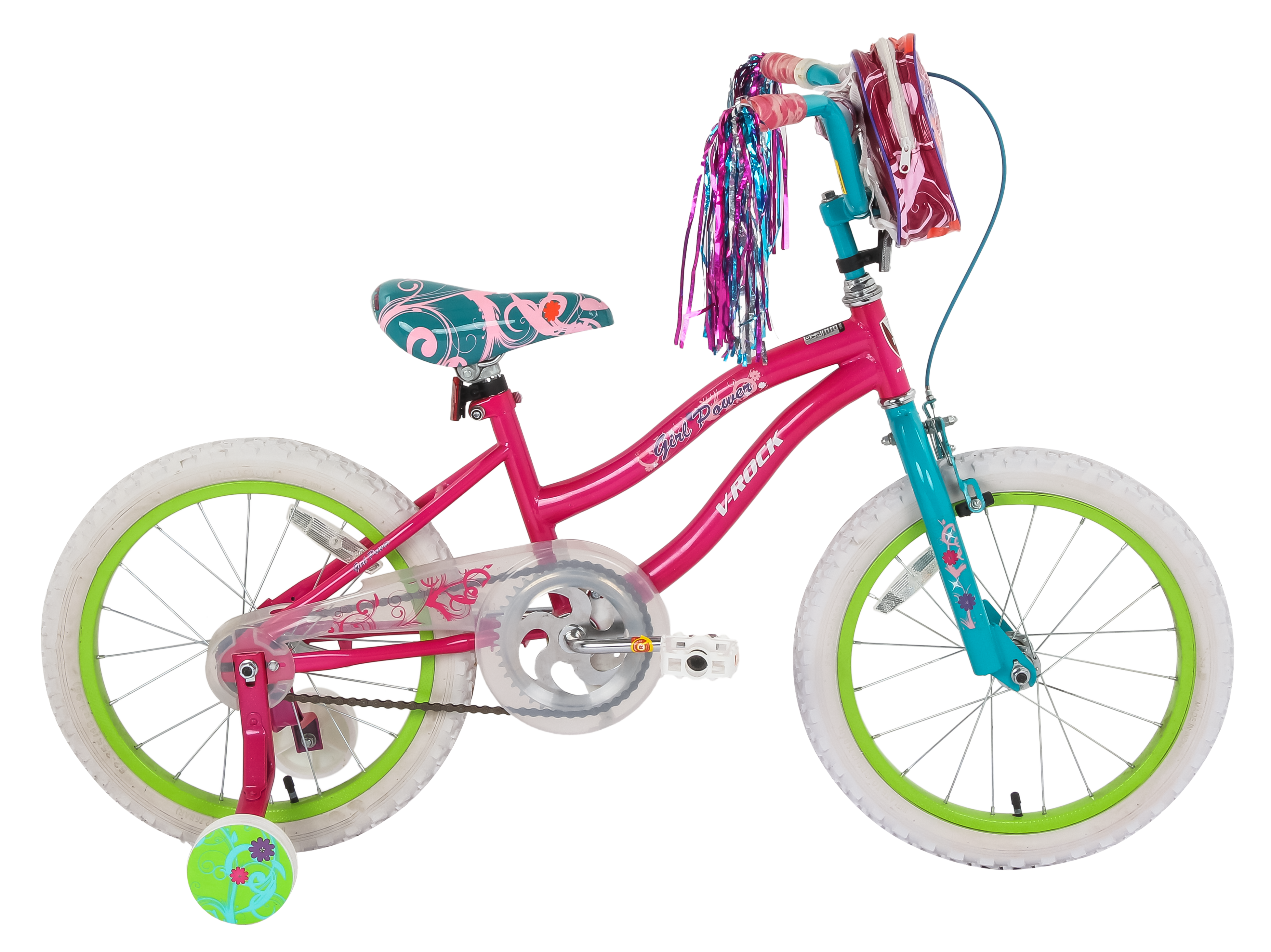 Girl Power 18T Pink Turquoise Kids Bike, Steel Frame, Coaster Hub