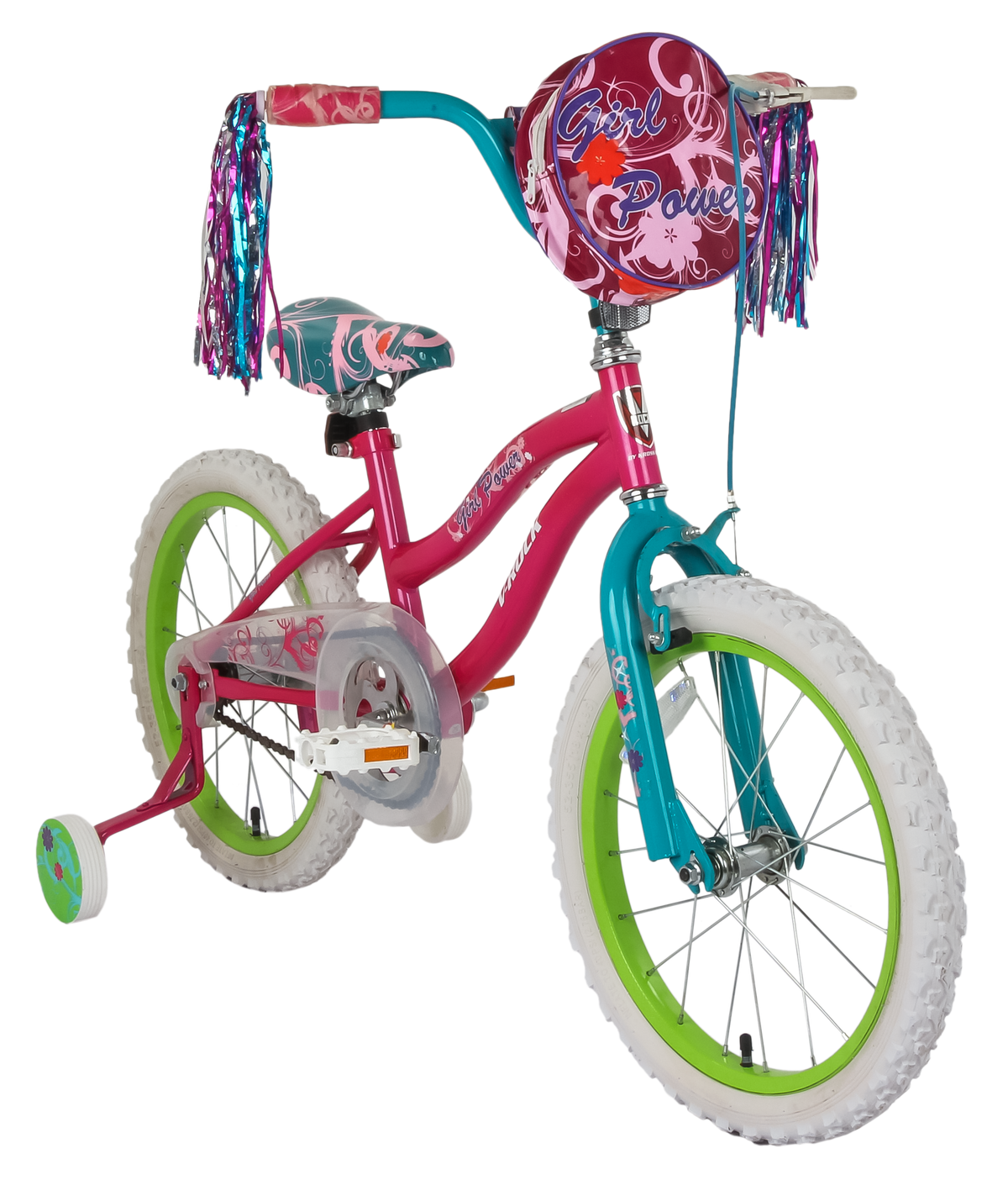 Girl Power 18T Pink Turquoise Kids Bike, Steel Frame, Coaster Hub