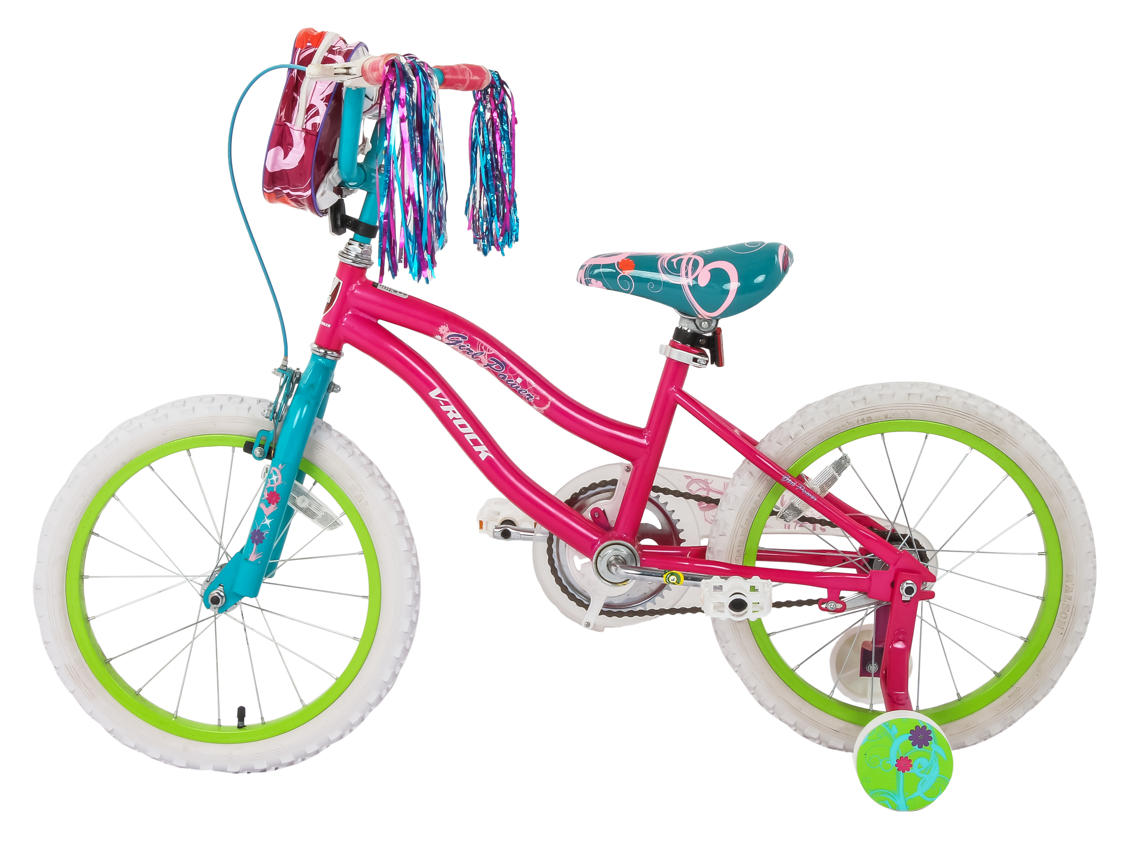 Girl Power 18T Pink Turquoise Kids Bike, Steel Frame, Coaster Hub
