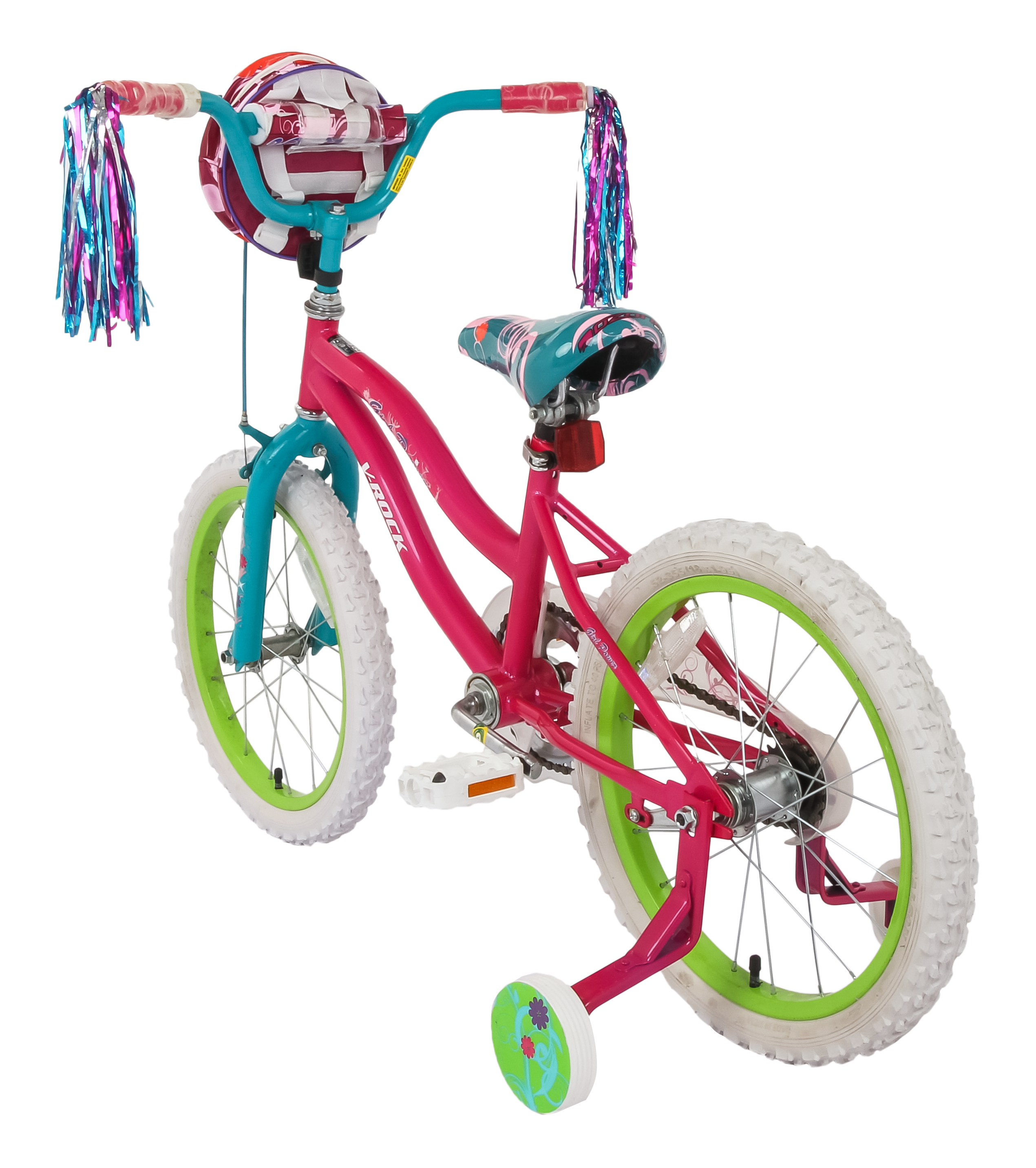 Girl Power 18T Pink Turquoise Kids Bike, Steel Frame, Coaster Hub