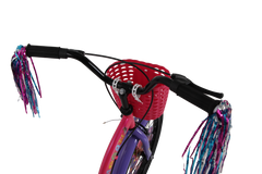 Kross Megan 20T Kids Bicycle for Girls | 20-Inch Wheel | Single Speed | Front Basket, Back Rest, Carrier, Streamers & Training Wheels | Pink-Purple