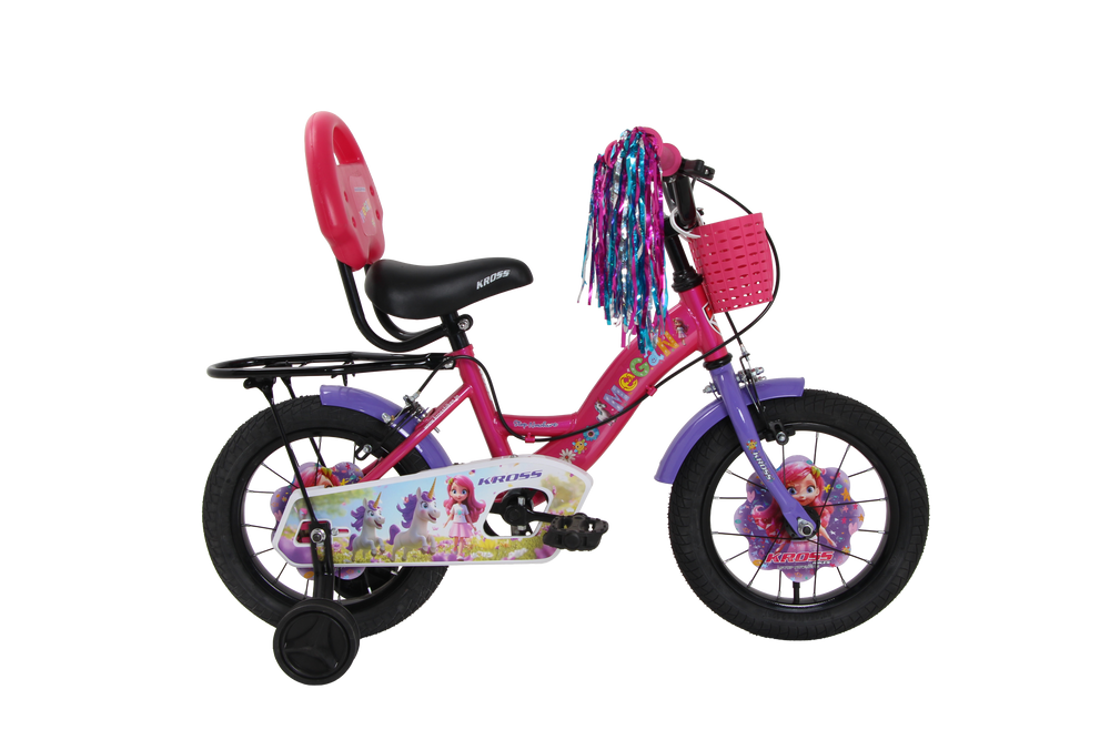 Kross Megan 14T Kids Bicycle with Basket, Backrest & Training Wheels