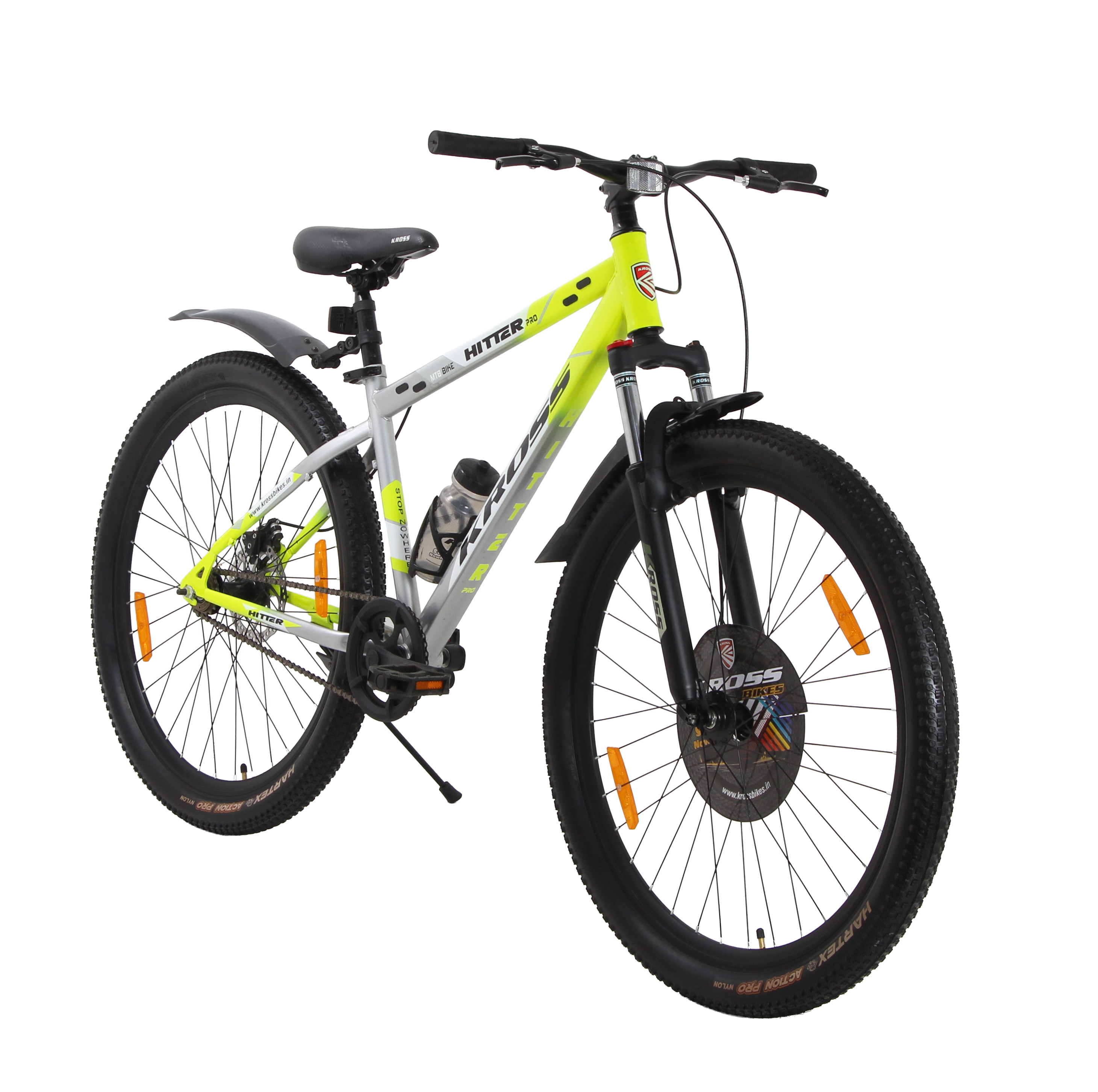 Kross Hitter 29T Mountain Bicycle for Adults | Single Speed | Steel Frame | Front Suspension with Lockout | Dual Disc Brakes | Green & Silver