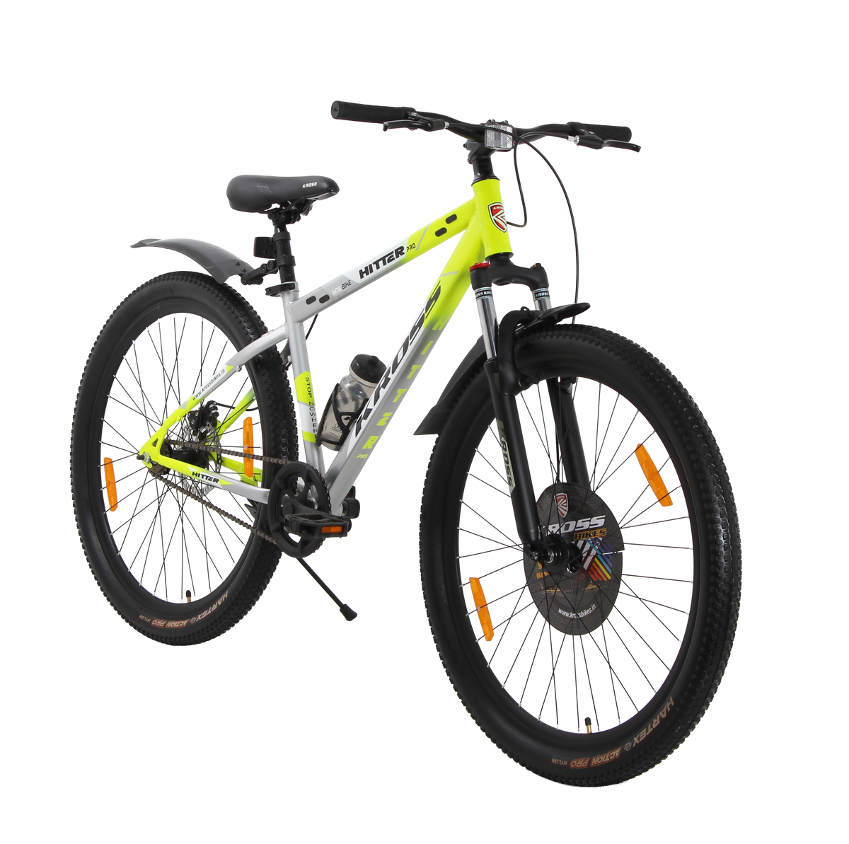 Kross Hitter 29T Mountain Bicycle for Adults | Single Speed | Steel Frame | Front Suspension with Lockout | Dual Disc Brakes | Green & Silver