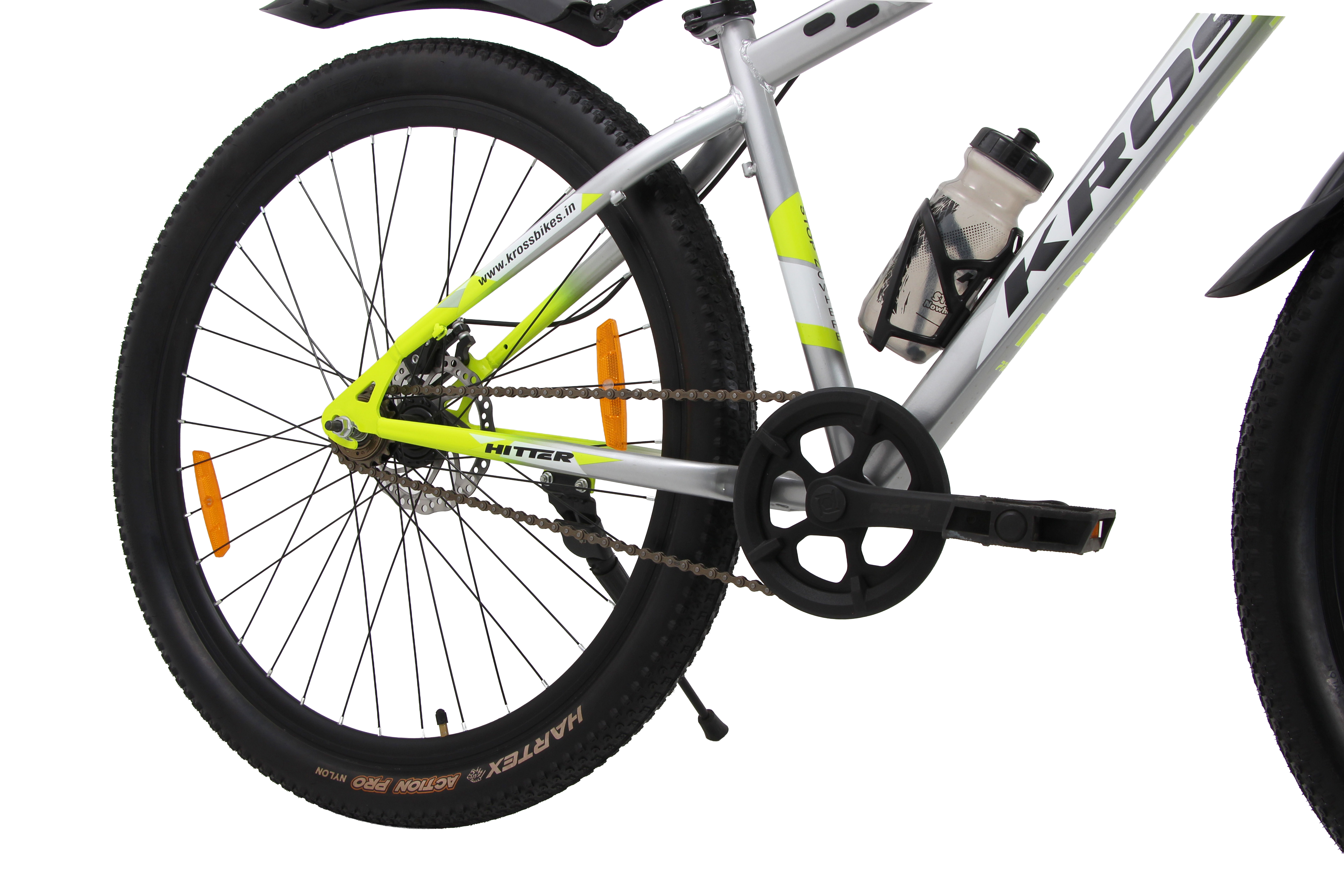 Kross Hitter 29T Mountain Bicycle for Adults | Single Speed | Steel Frame | Front Suspension with Lockout | Dual Disc Brakes | Green & Silver
