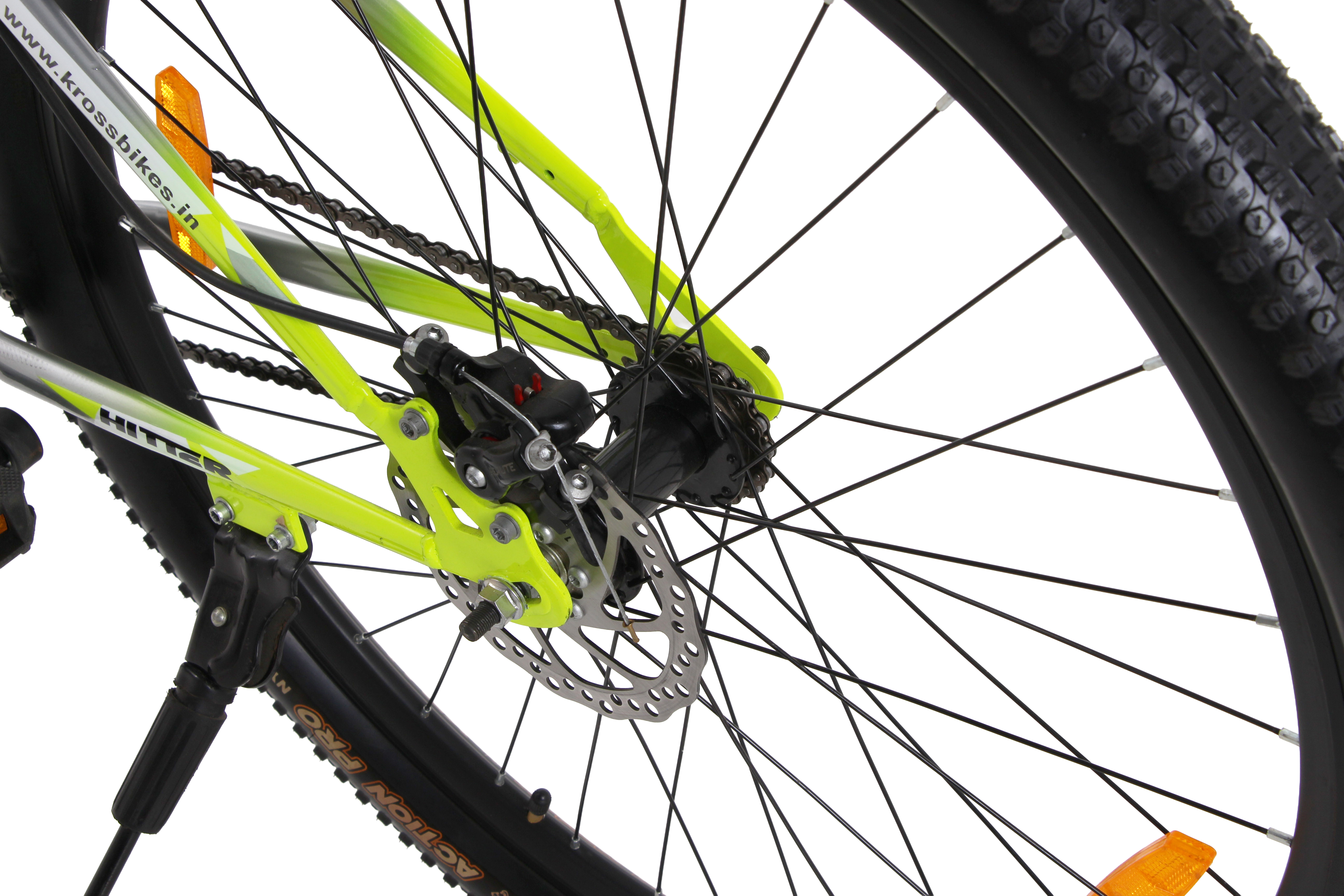 Kross Hitter 29T Mountain Bicycle for Adults | Single Speed | Steel Frame | Front Suspension with Lockout | Dual Disc Brakes | Green & Silver