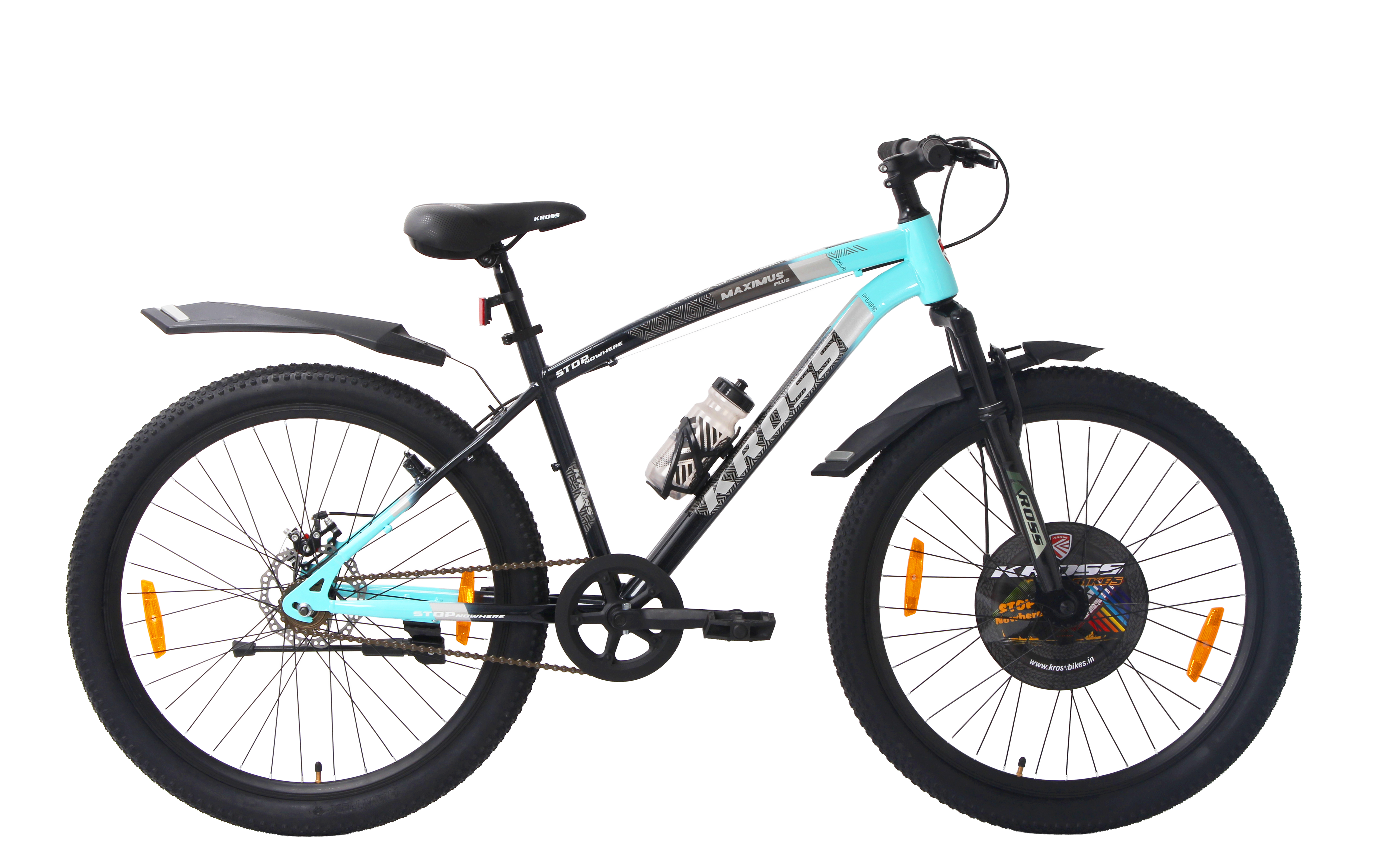 Kross Maximus Plus 26T Steel Single Speed Mountain Bike with Front & Rear Disc Brakes (26x2.40T, Blue Alloy Rims)