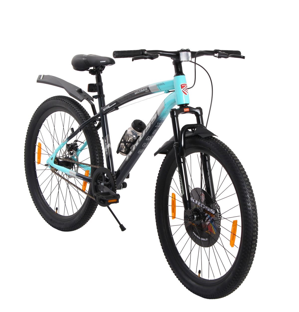 Kross Maximus Plus 26T Steel Single Speed Mountain Bike with Front & Rear Disc Brakes (26x2.40T, Blue Alloy Rims)