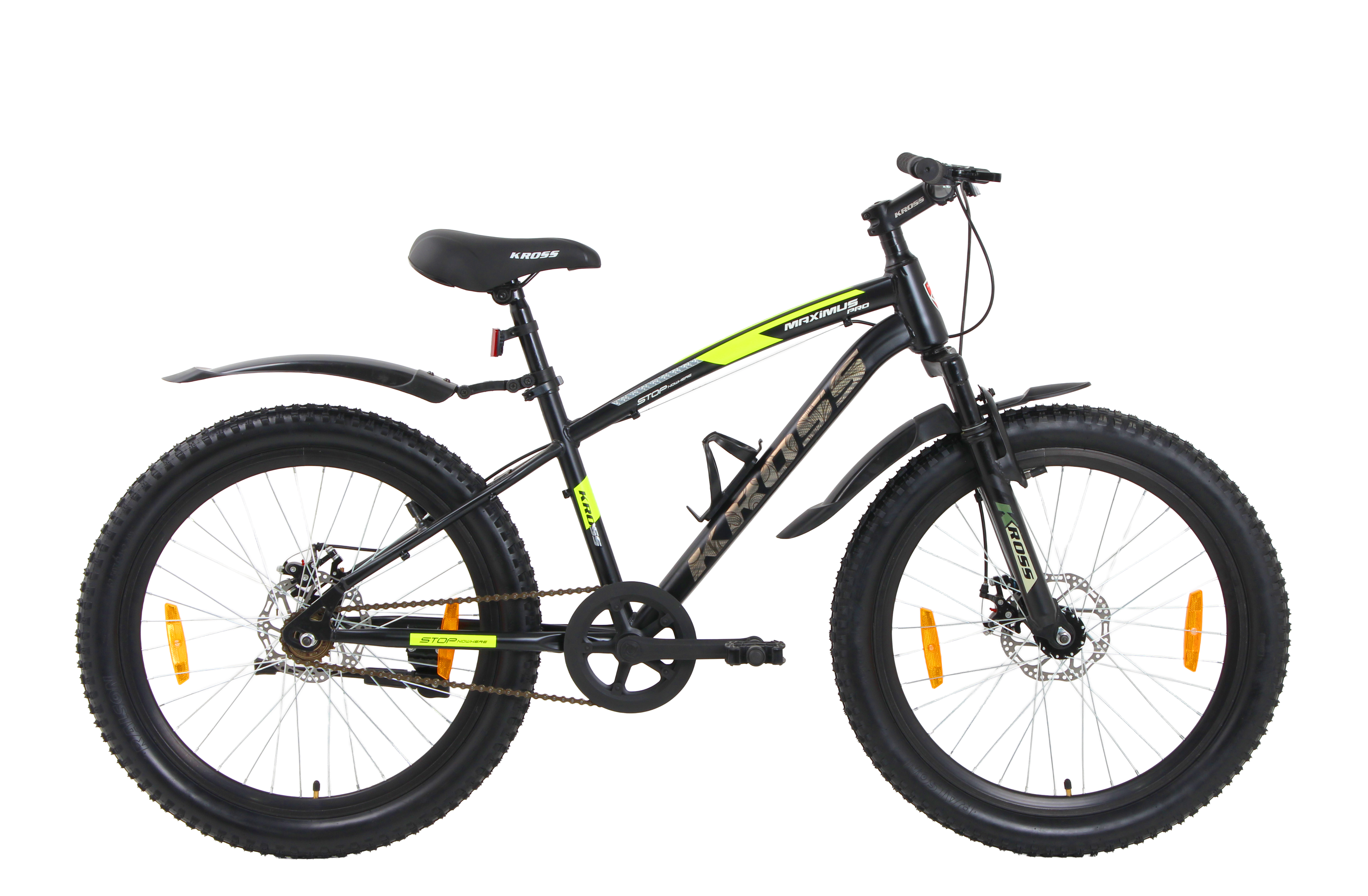 Kross Maximus Pro 24T MTB Cycle – 24" Tyres, Suspension Fork, Single Speed, Dual Disc (Black)