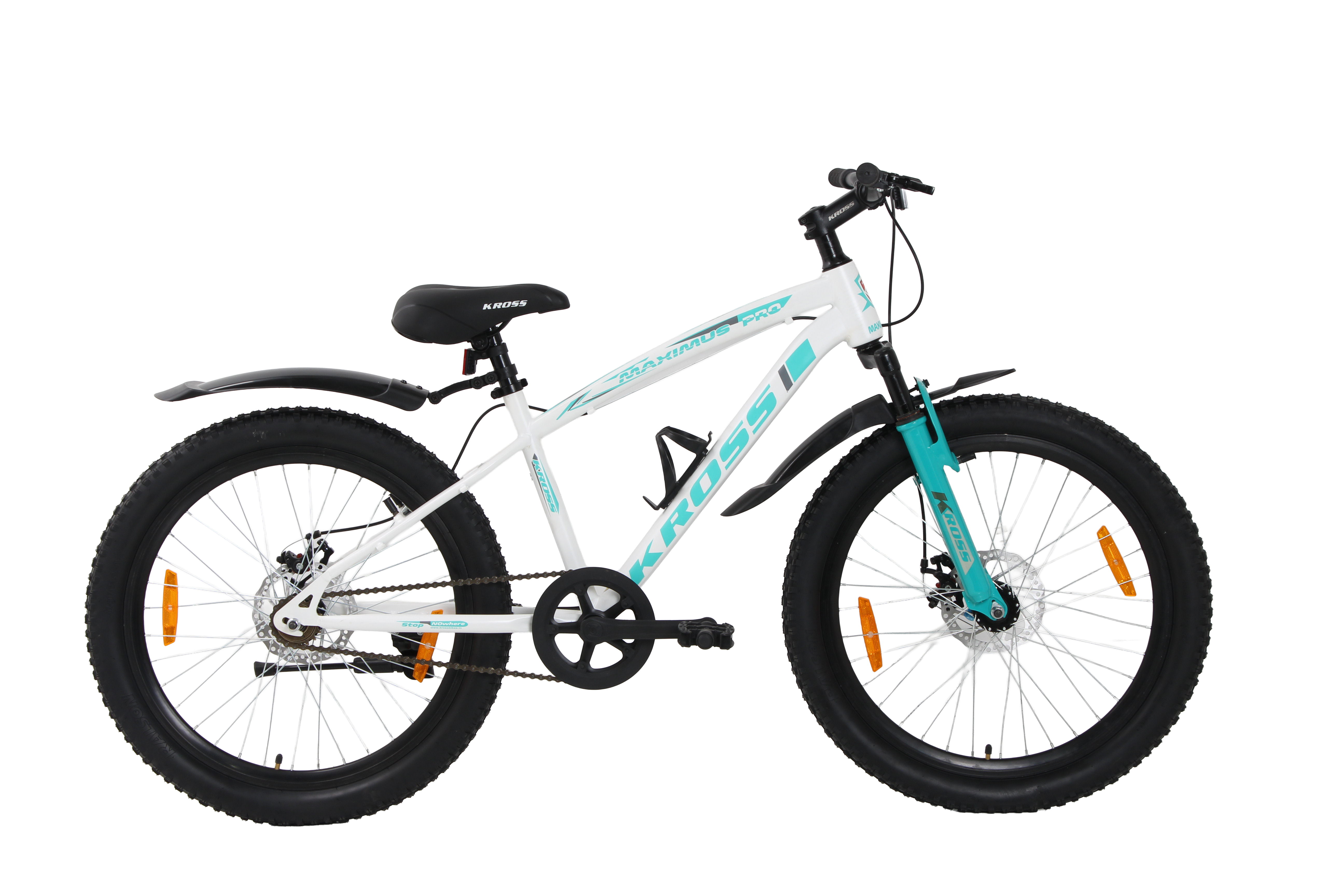 Maximus Pro Kross 24T Mountain Bike – Matte White, Single Speed / Double Disc, 24-Inch Wheels