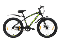 Maximus Pro Kross 24T Black Yellow | Single Speed MTB with Disc Brake | Steel Frame | 24×2.35 Tyres | Front Suspension