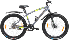 MAXIMUS PRO 26T Single Speed Mountain Bike with Suspension Fork, Dual Disc Brakes, Steel Frame, 2.4” Tyres & Alloy Double-Wall Rims (Grey)