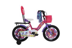 Kross Megan 16T Kids Bicycle with Side Wheels, Basket & Backrest | Pink Purple | Cycle for Girls Age 4-7 Years