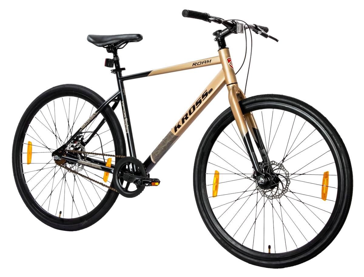 ROAM 700C SS DD Hybrid Bicycle – Single Speed, 19.5" Steel Frame, Mechanical Disc Brakes & Alloy Double Wall Rims
