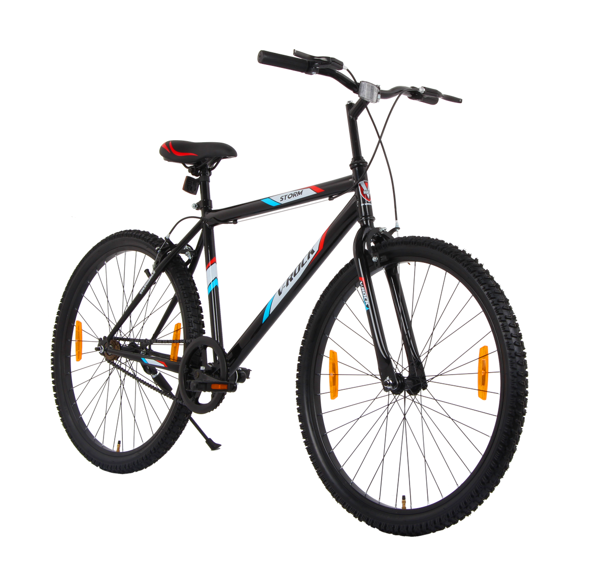 V Rock Storm 26T, Single Speed Mountain Bike, Steel Frame, Rigid Fork, Caliper Brakes Black