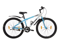 TURBO 26T Single Speed MTB – Rigid Fork, V-Brakes, Double Wall Alloy Rims, 26 × 2.40 Tyres (Blue/Grey)