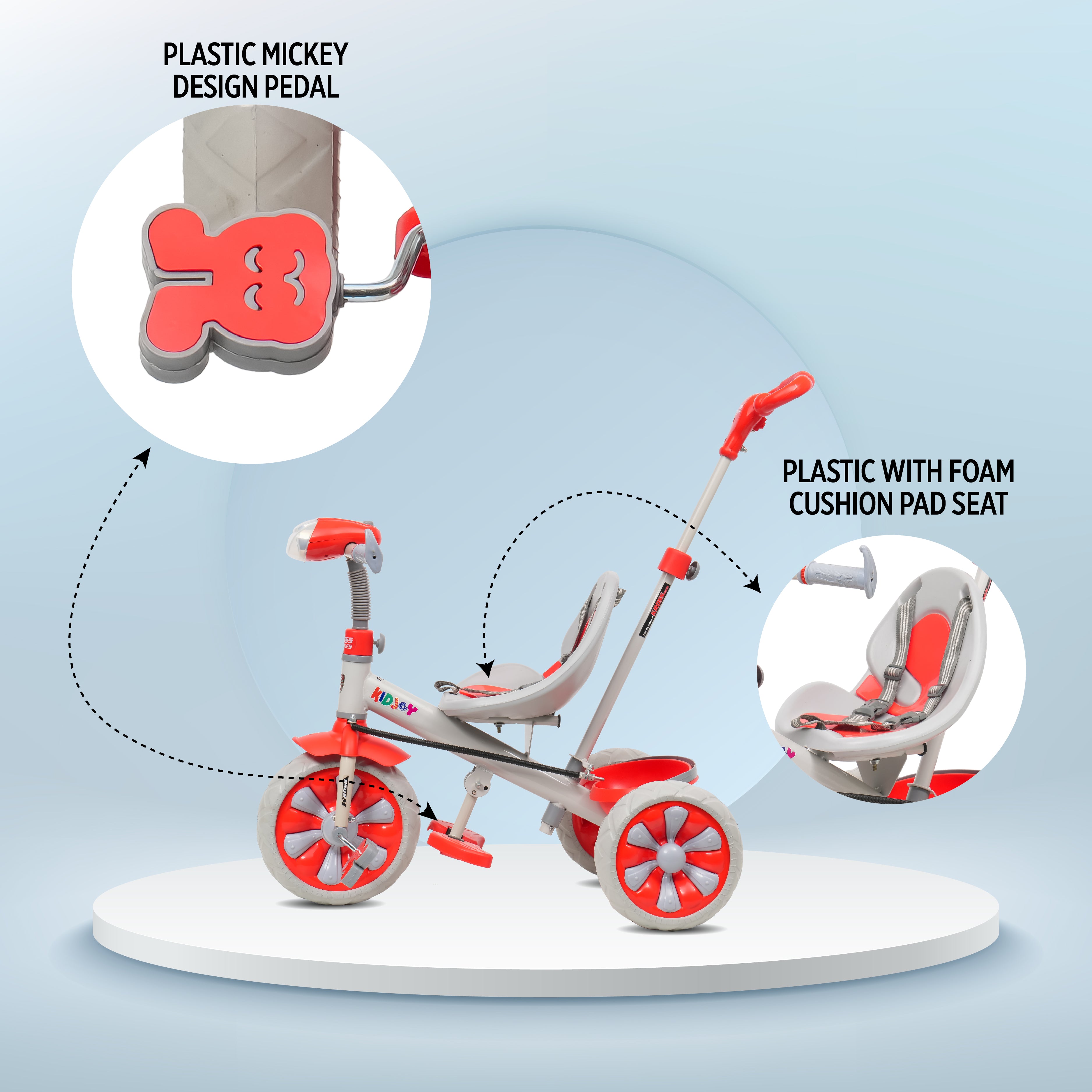 KidJoy 3-in-1 Tricycle with Music, Basket & Parental Handle