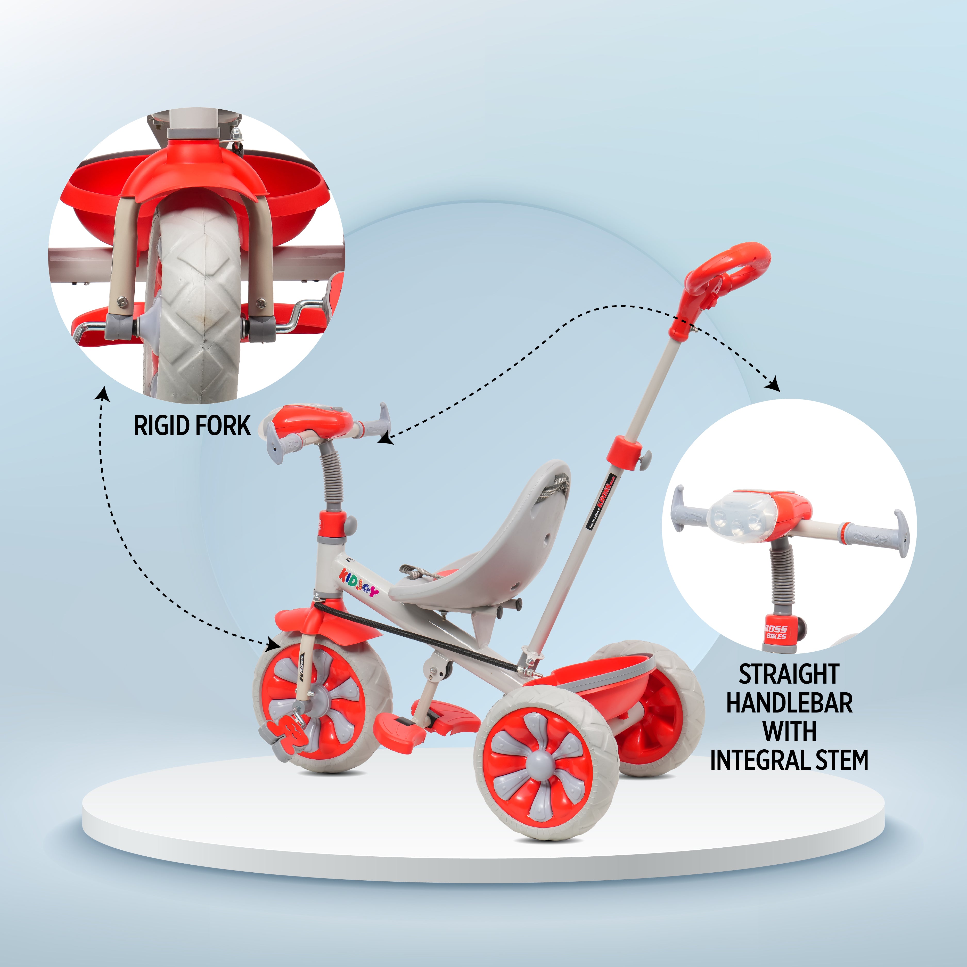 KidJoy 3-in-1 Tricycle with Music, Basket & Parental Handle