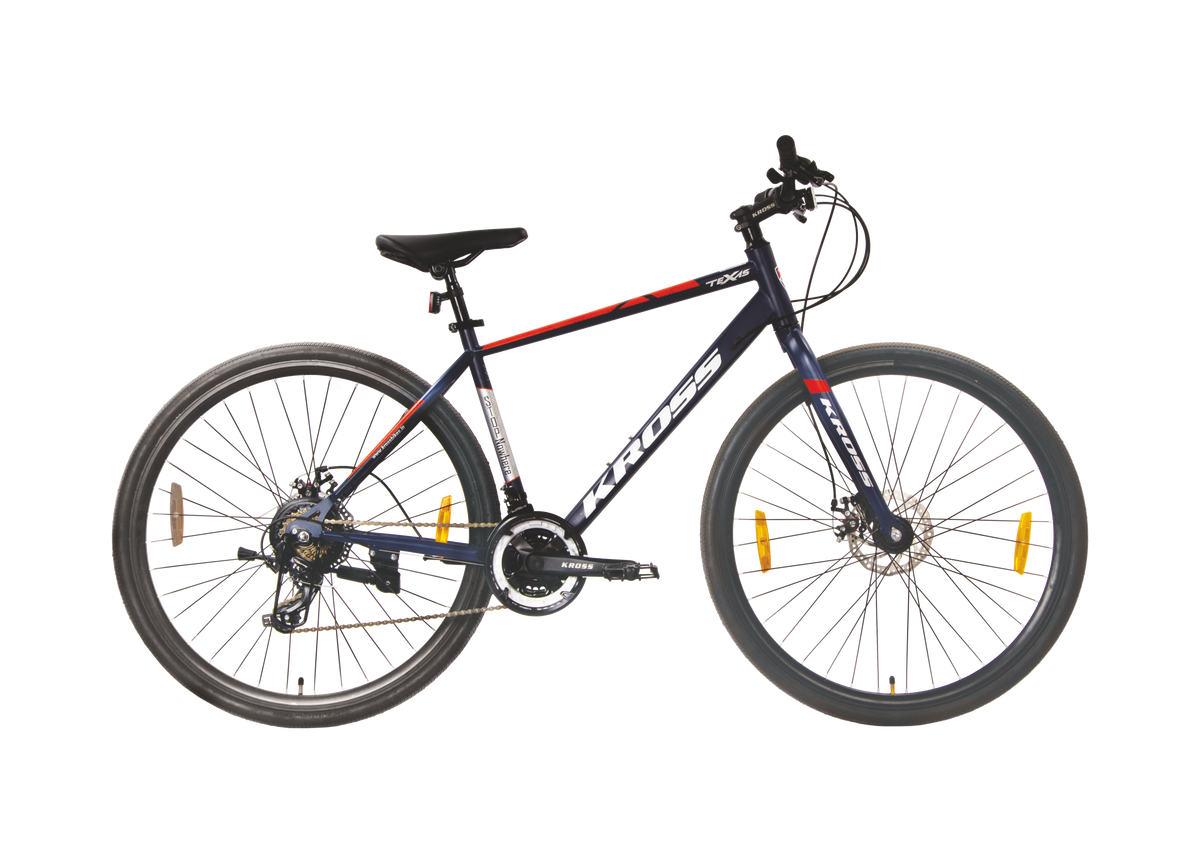 TEXAS KROSS 700C 21-Speed Dual Disc Brake Alloy Rim Hybrid Bike (18" Frame, Black)
